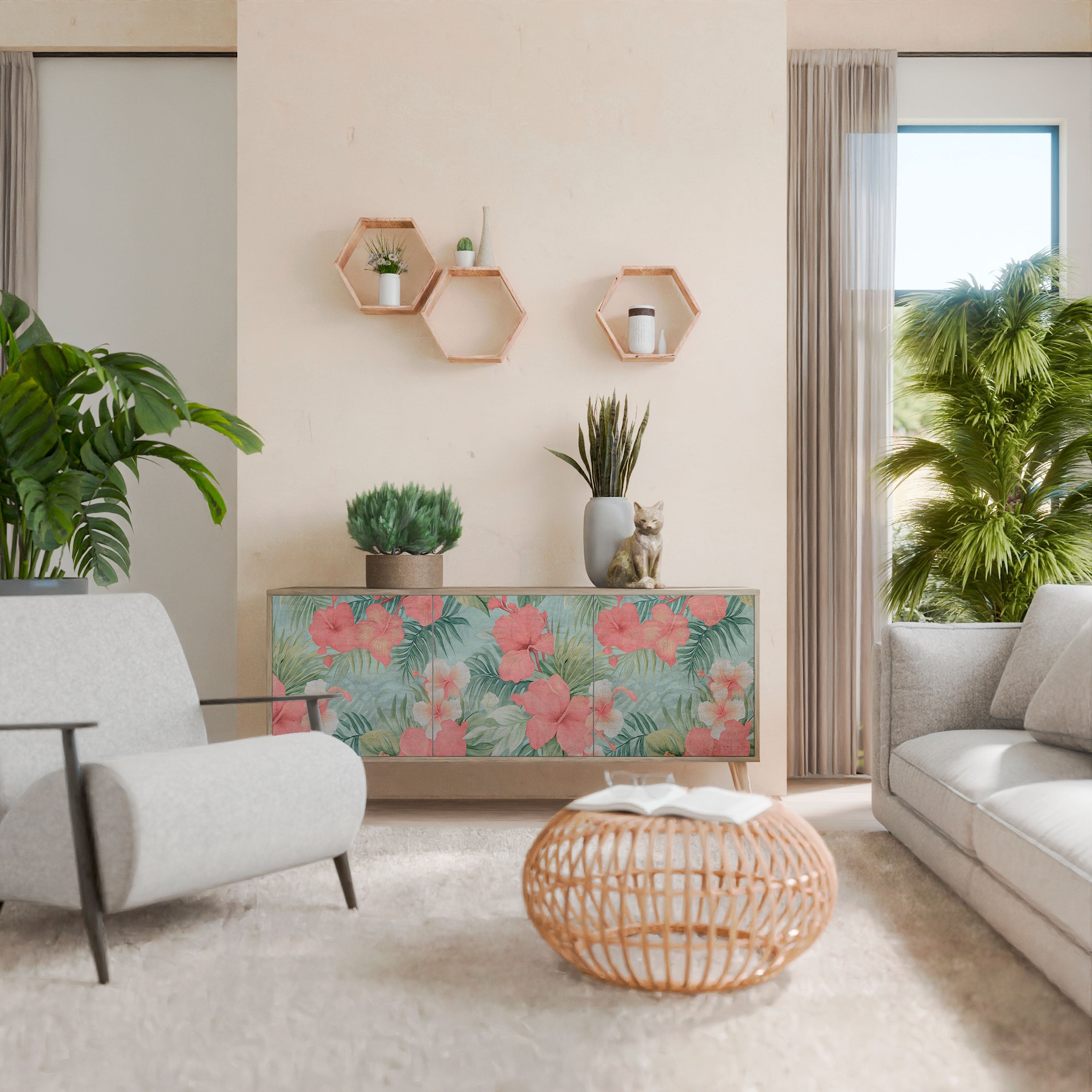 HAWAIIAN SPIRIT 3-türiges Sideboard in Eichenoptik