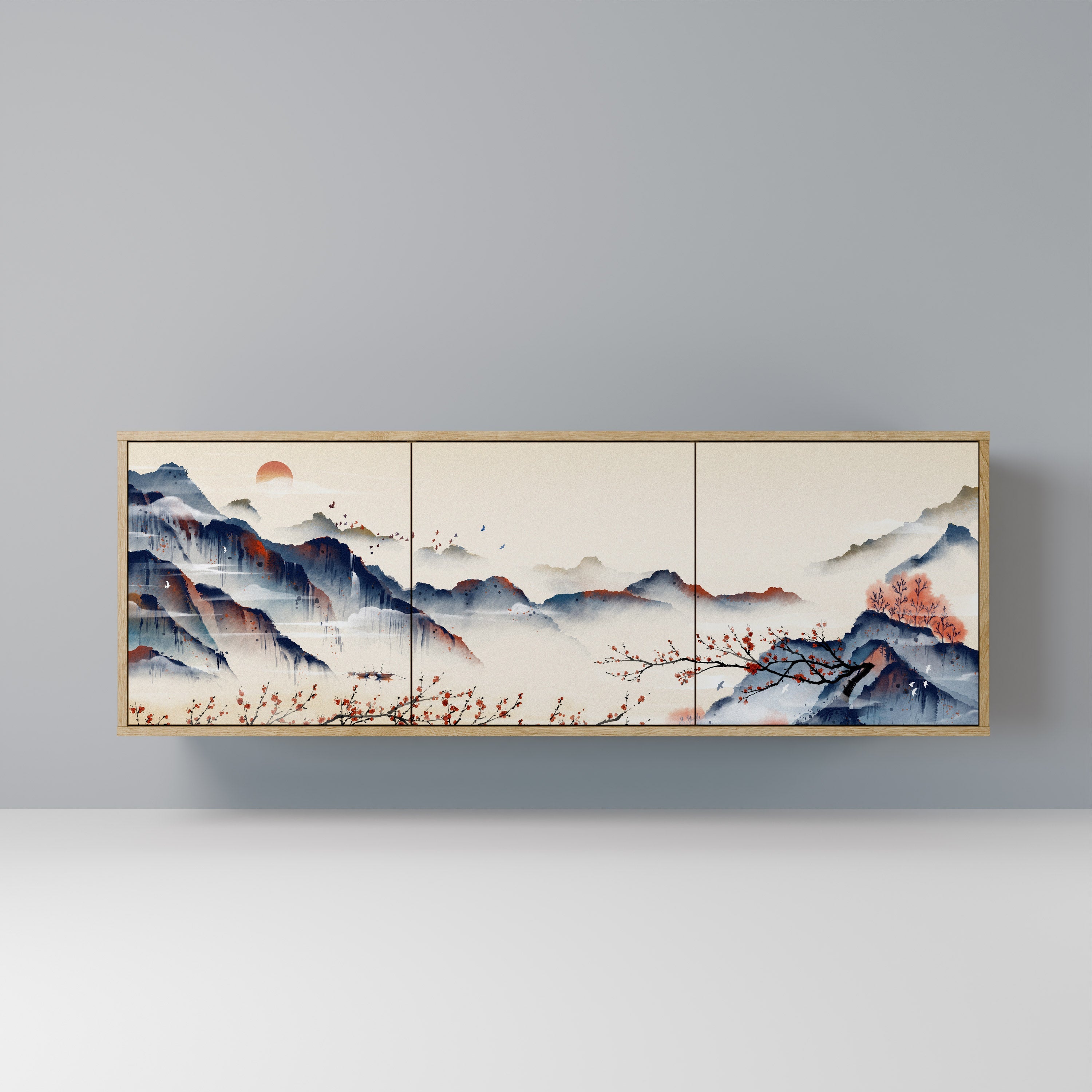 JAPANESE LANDSCAPE 3-türiges Sideboard in Eichenoptik