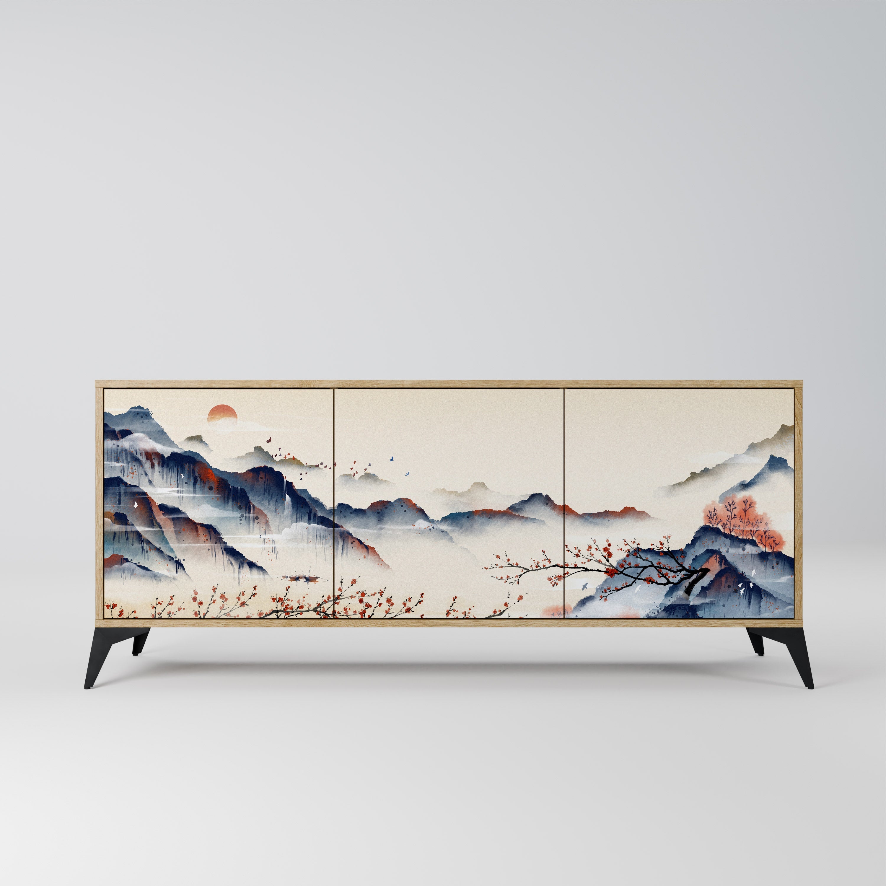 JAPANESE LANDSCAPE 3-türiges Sideboard in Eichenoptik