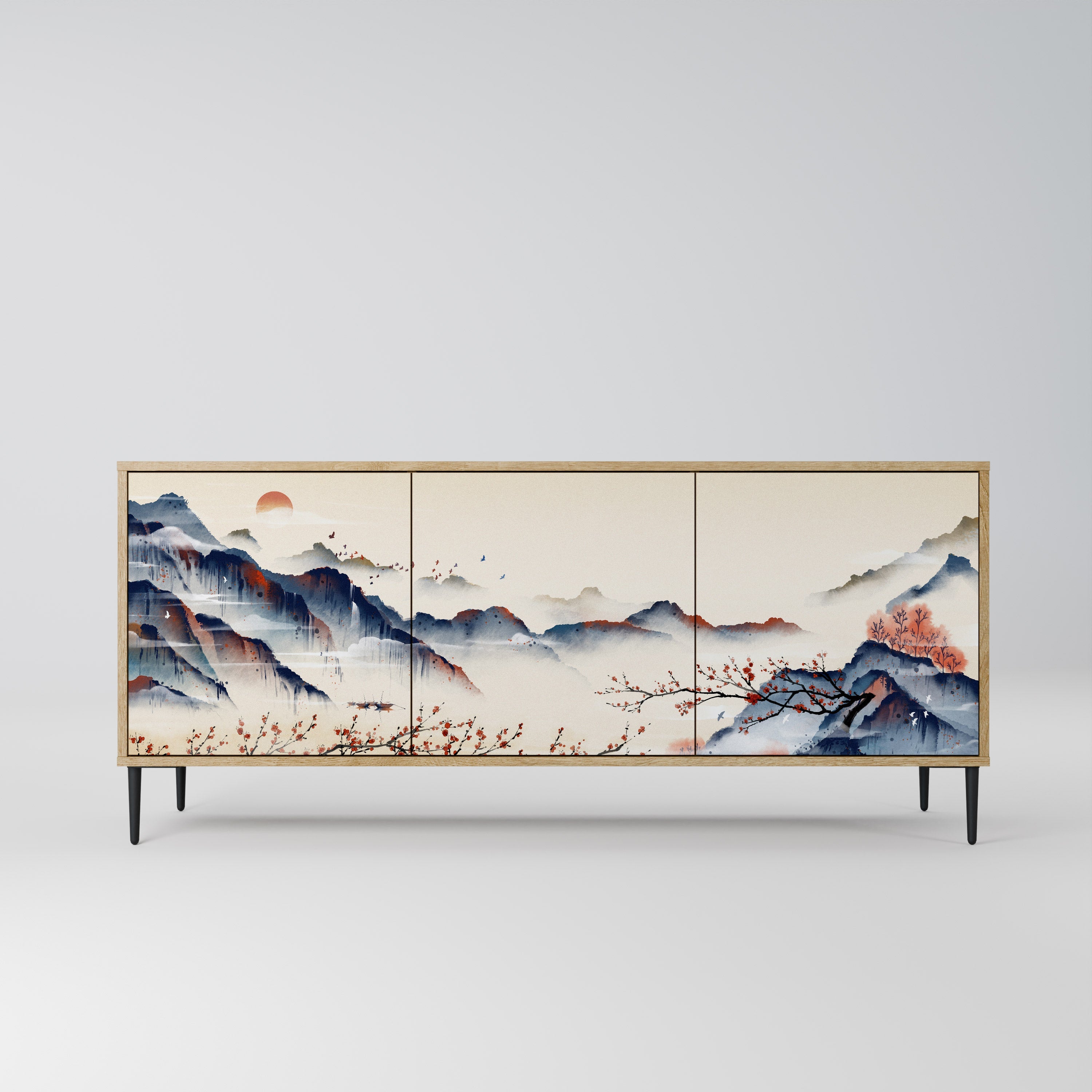 JAPANESE LANDSCAPE 3-türiges Sideboard in Eichenoptik