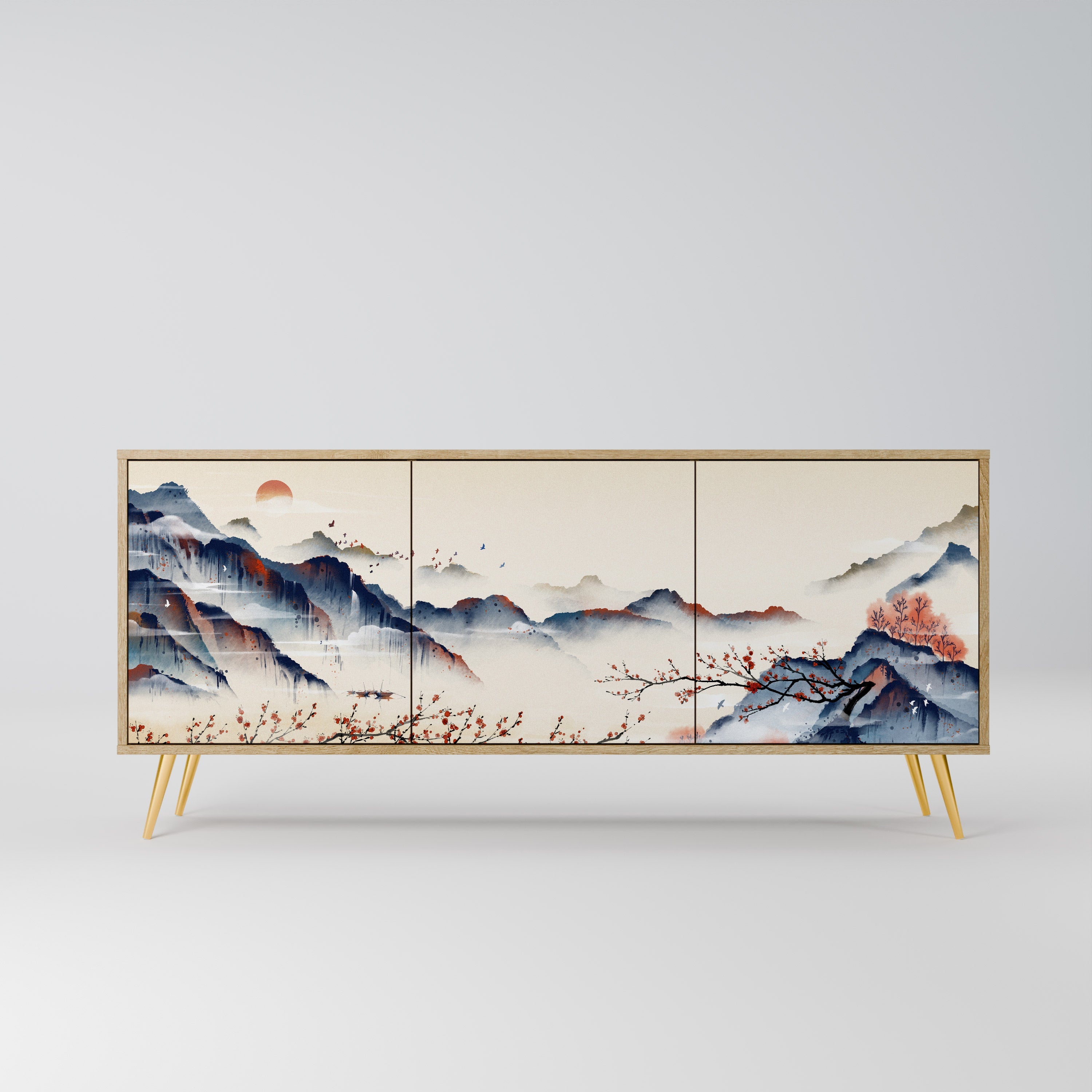 JAPANESE LANDSCAPE 3-türiges Sideboard in Eichenoptik