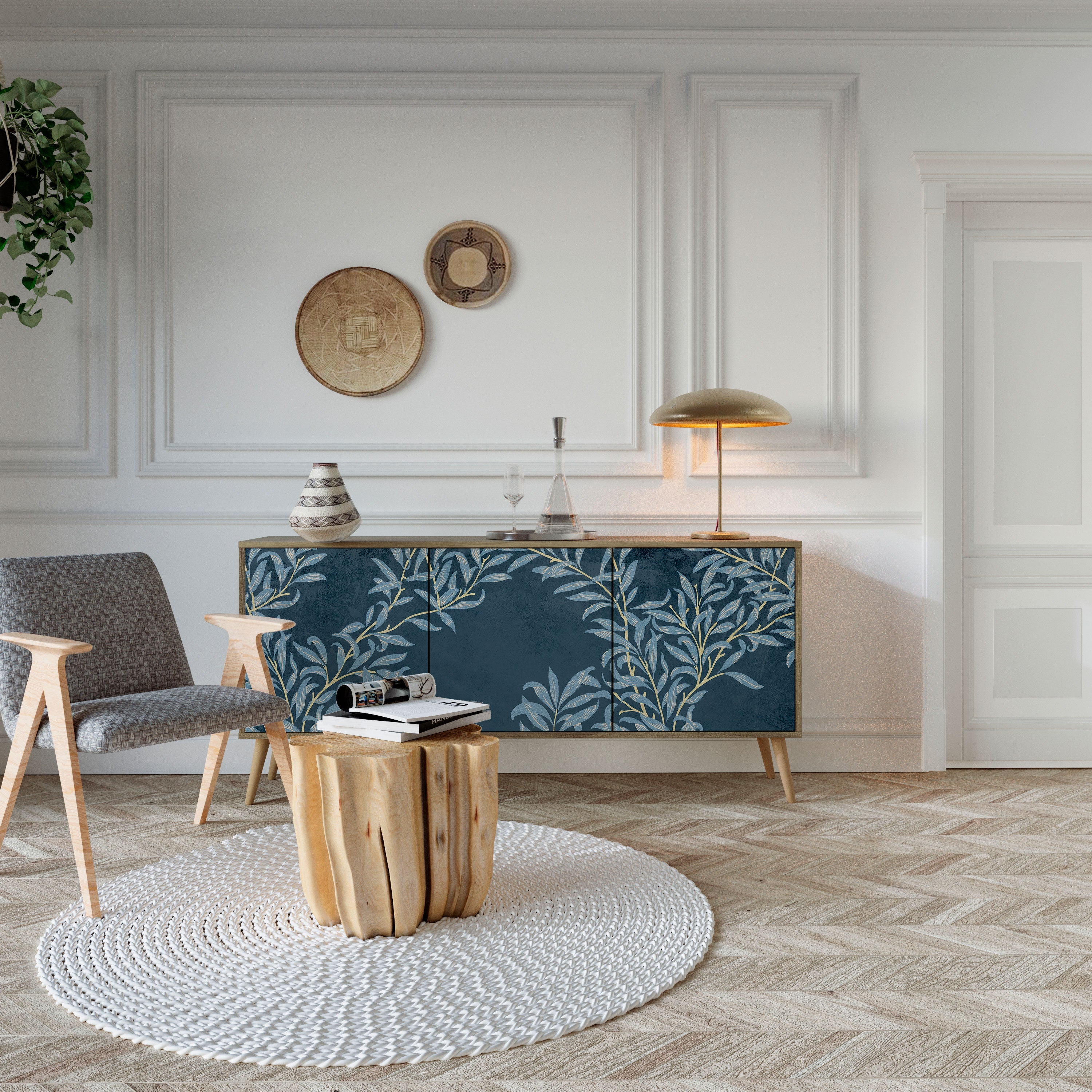 BLUE LEAVES 3-türiges Sideboard in Eichenoptik
