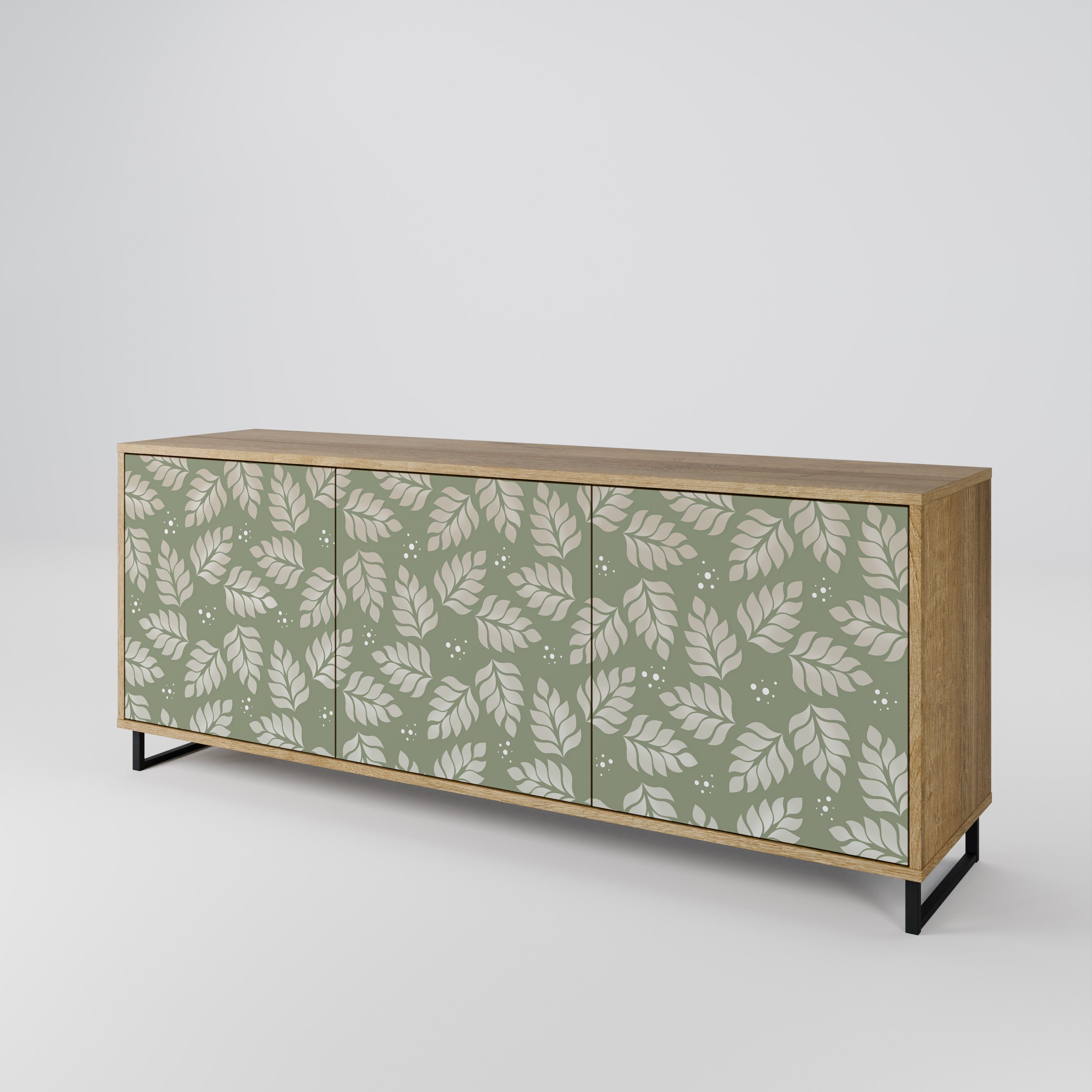 LEAVES ON GREEN 3-türiges Sideboard in Eichenoptik