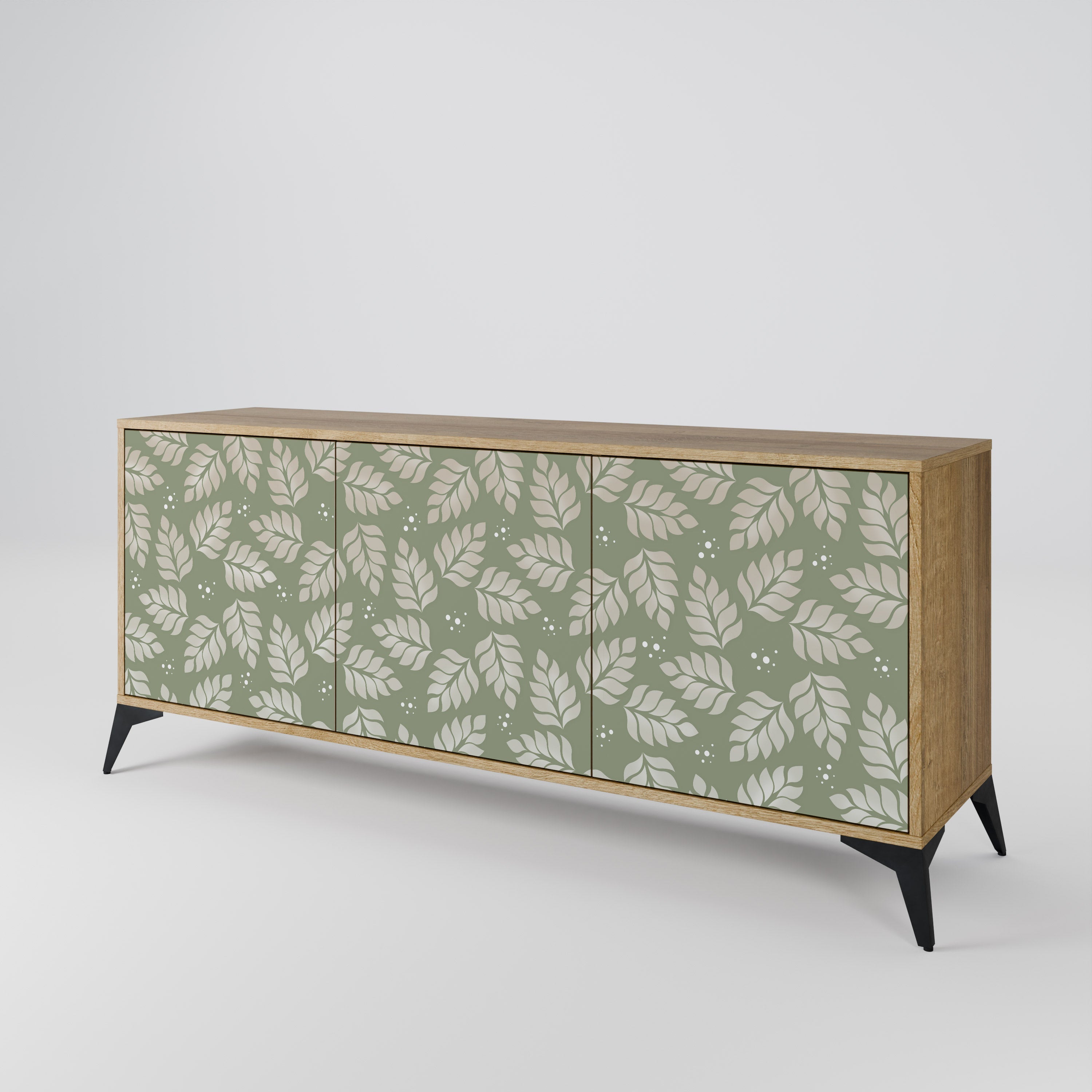 LEAVES ON GREEN 3-türiges Sideboard in Eichenoptik