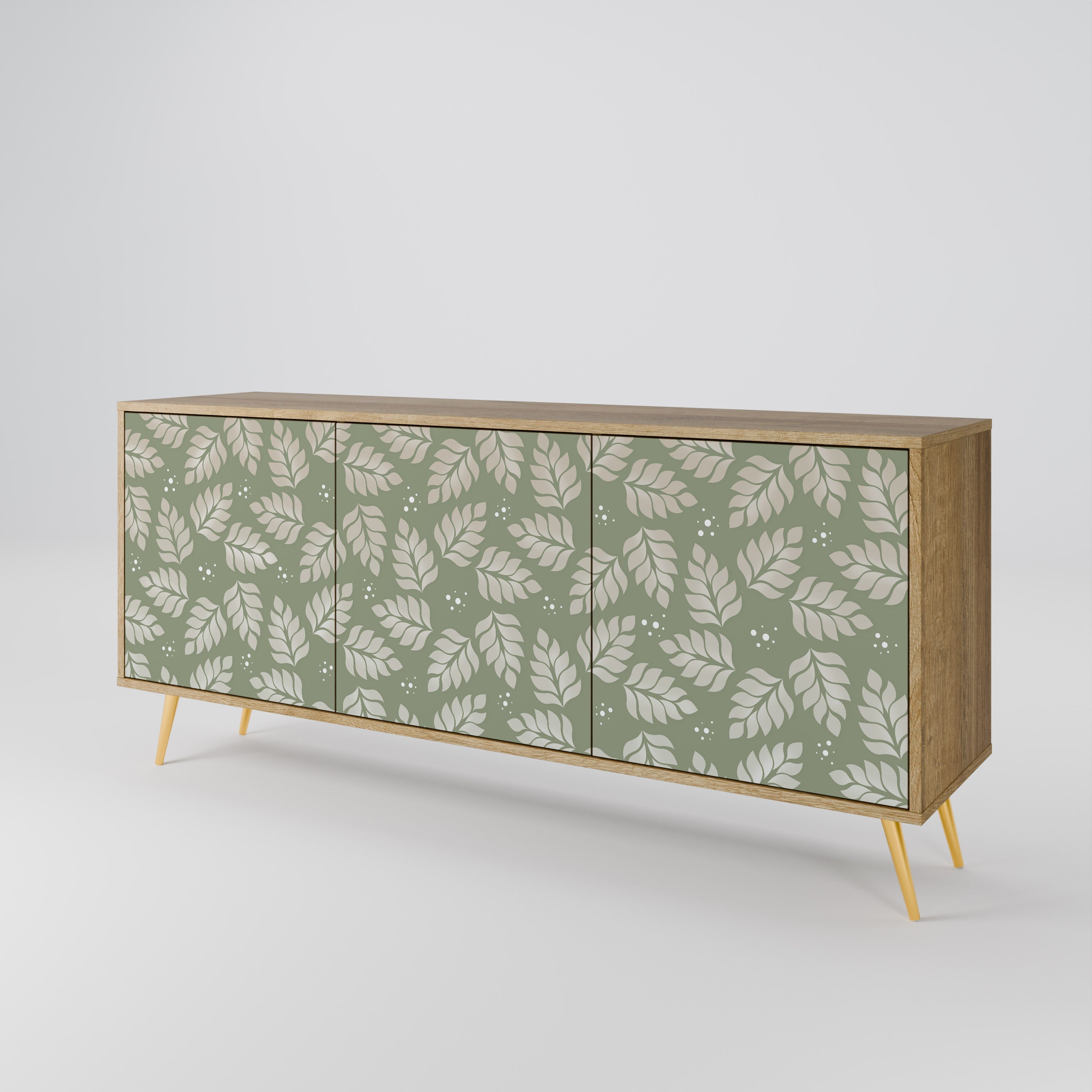 LEAVES ON GREEN 3-türiges Sideboard in Eichenoptik
