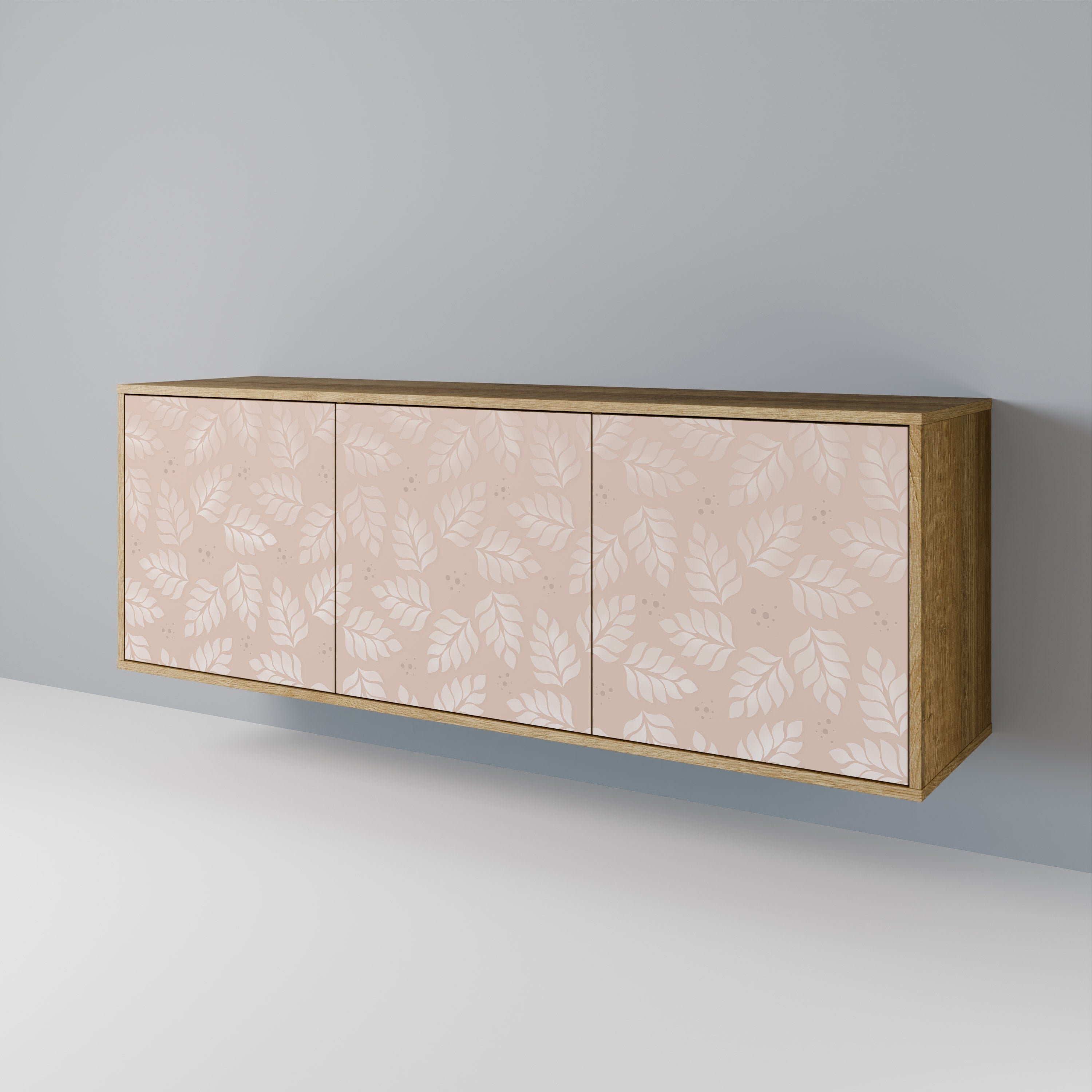 LEAVES ON BEIGE 3-türiges Sideboard in Eichenoptik