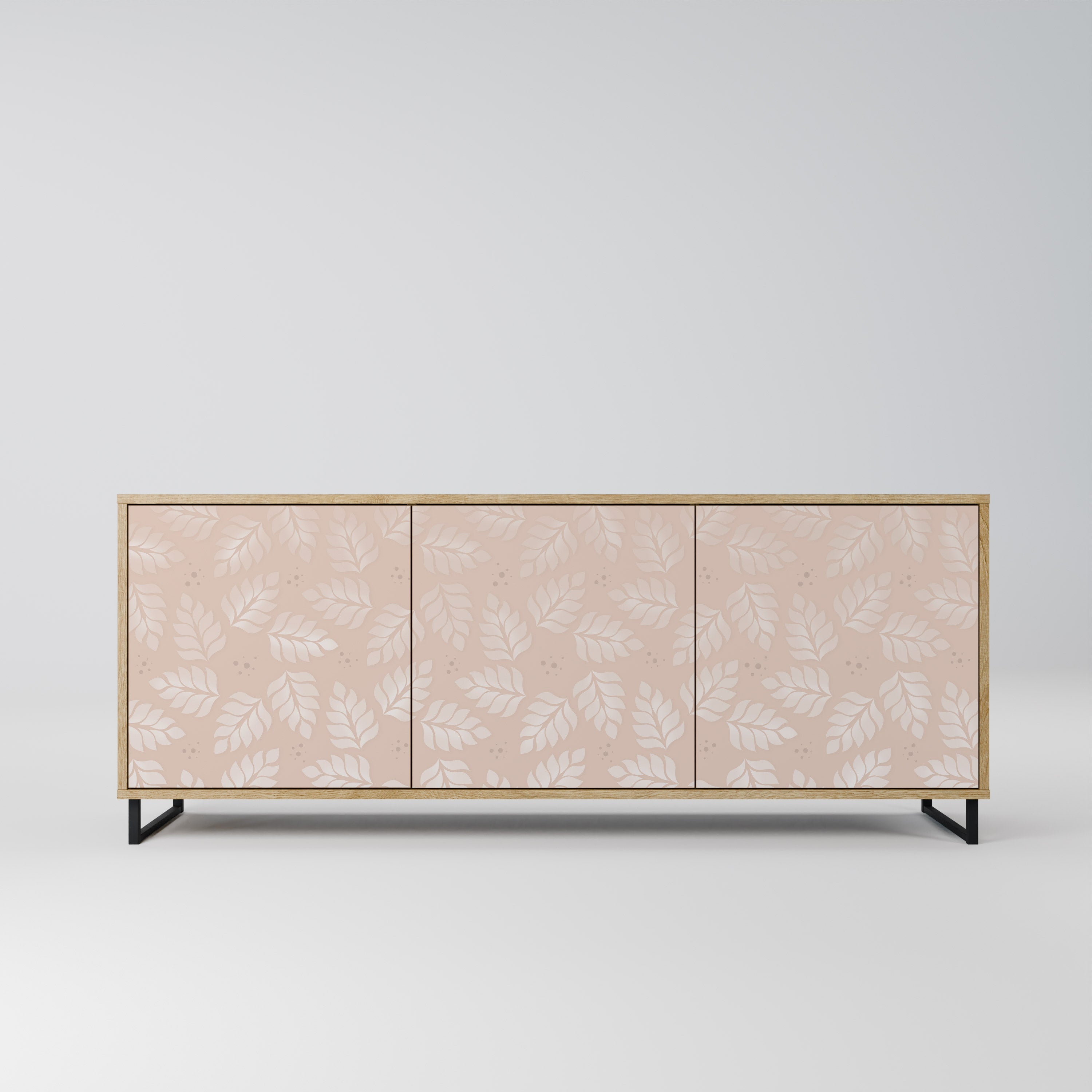 LEAVES ON BEIGE 3-türiges Sideboard in Eichenoptik