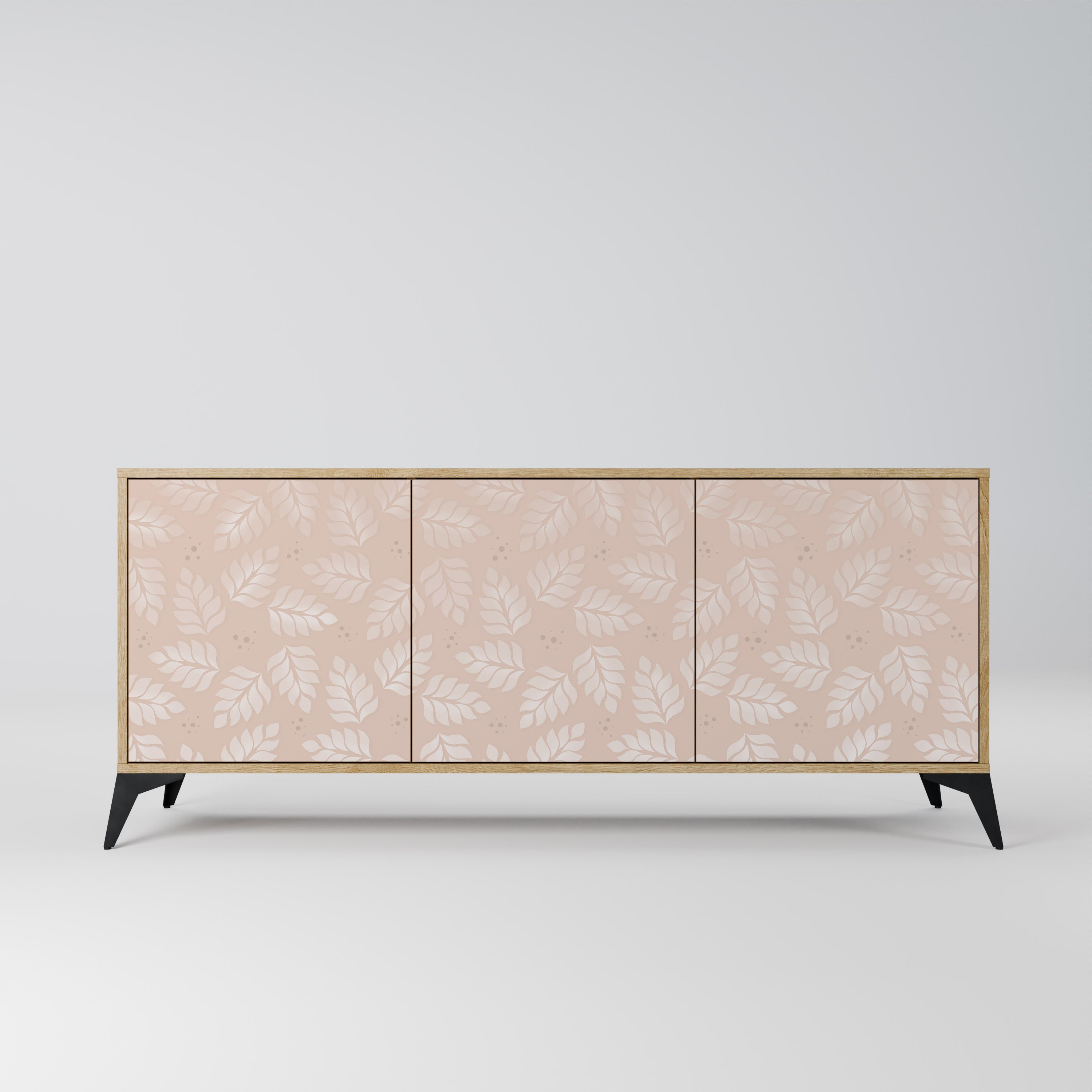 LEAVES ON BEIGE 3-türiges Sideboard in Eichenoptik