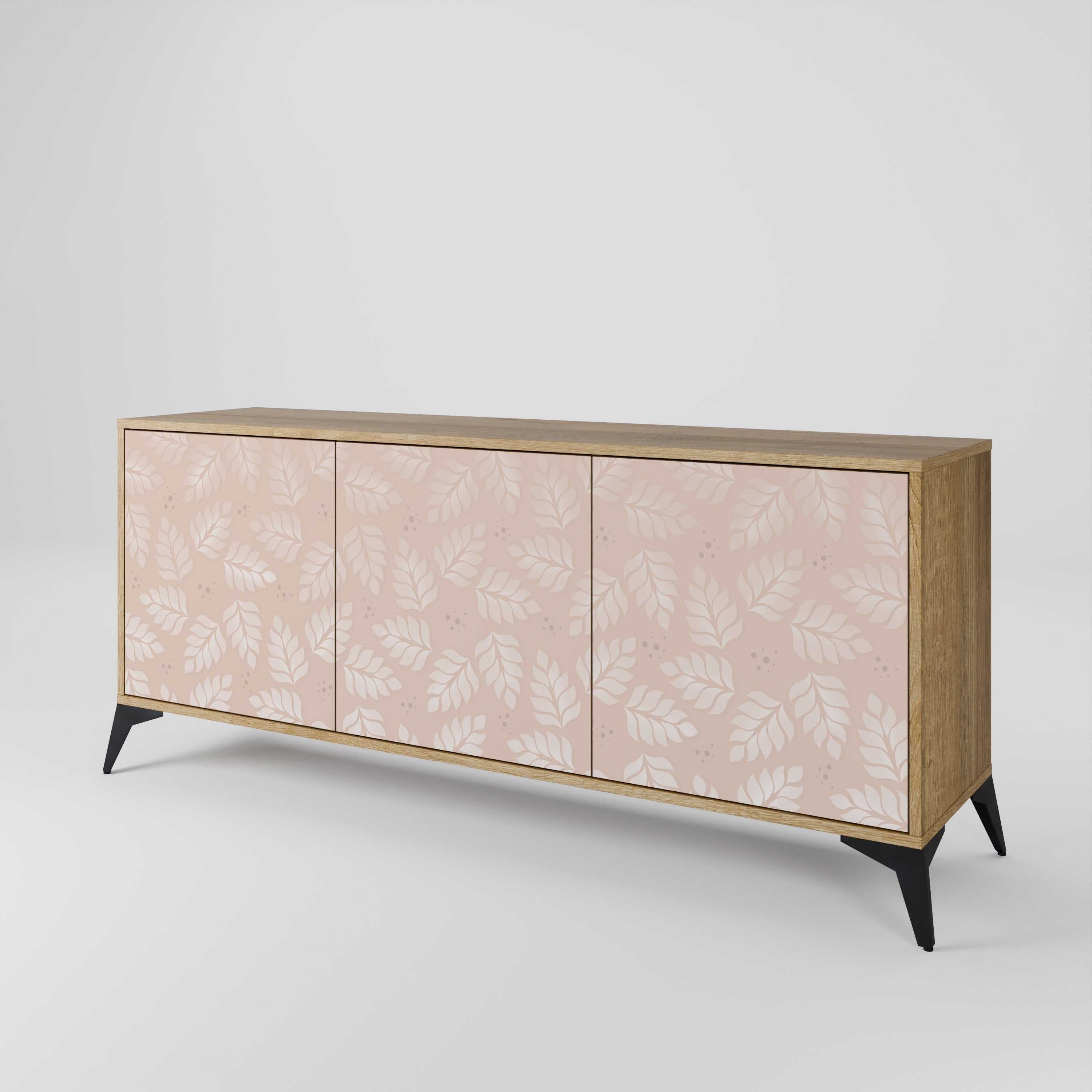 LEAVES ON BEIGE 3-türiges Sideboard in Eichenoptik