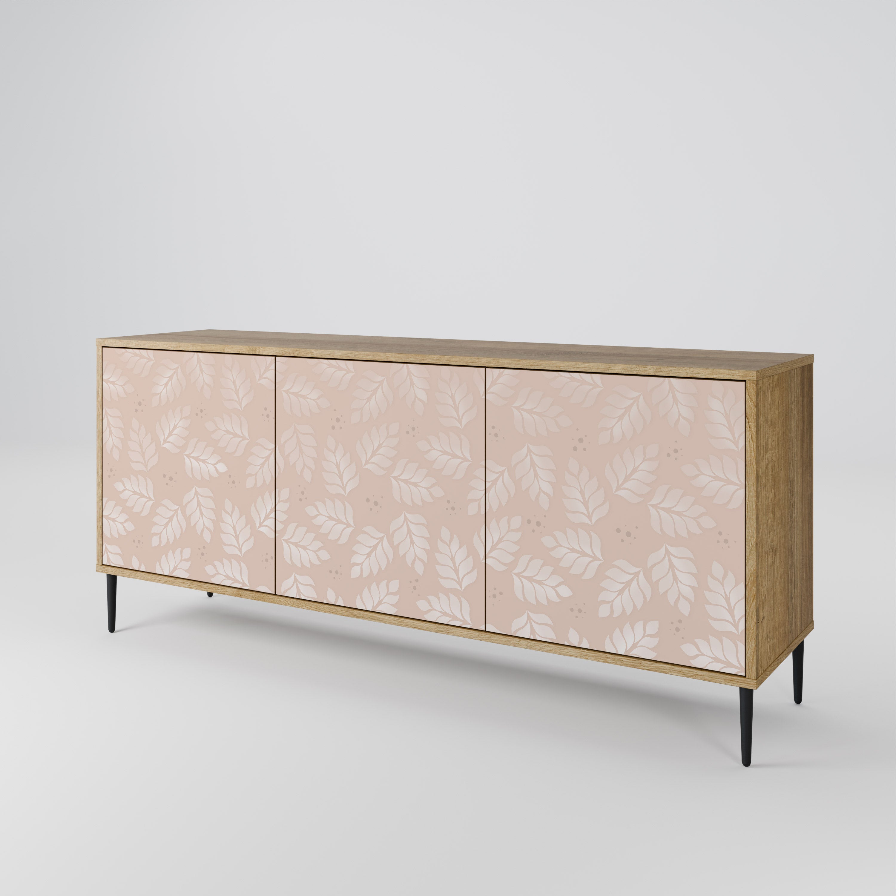 LEAVES ON BEIGE 3-türiges Sideboard in Eichenoptik