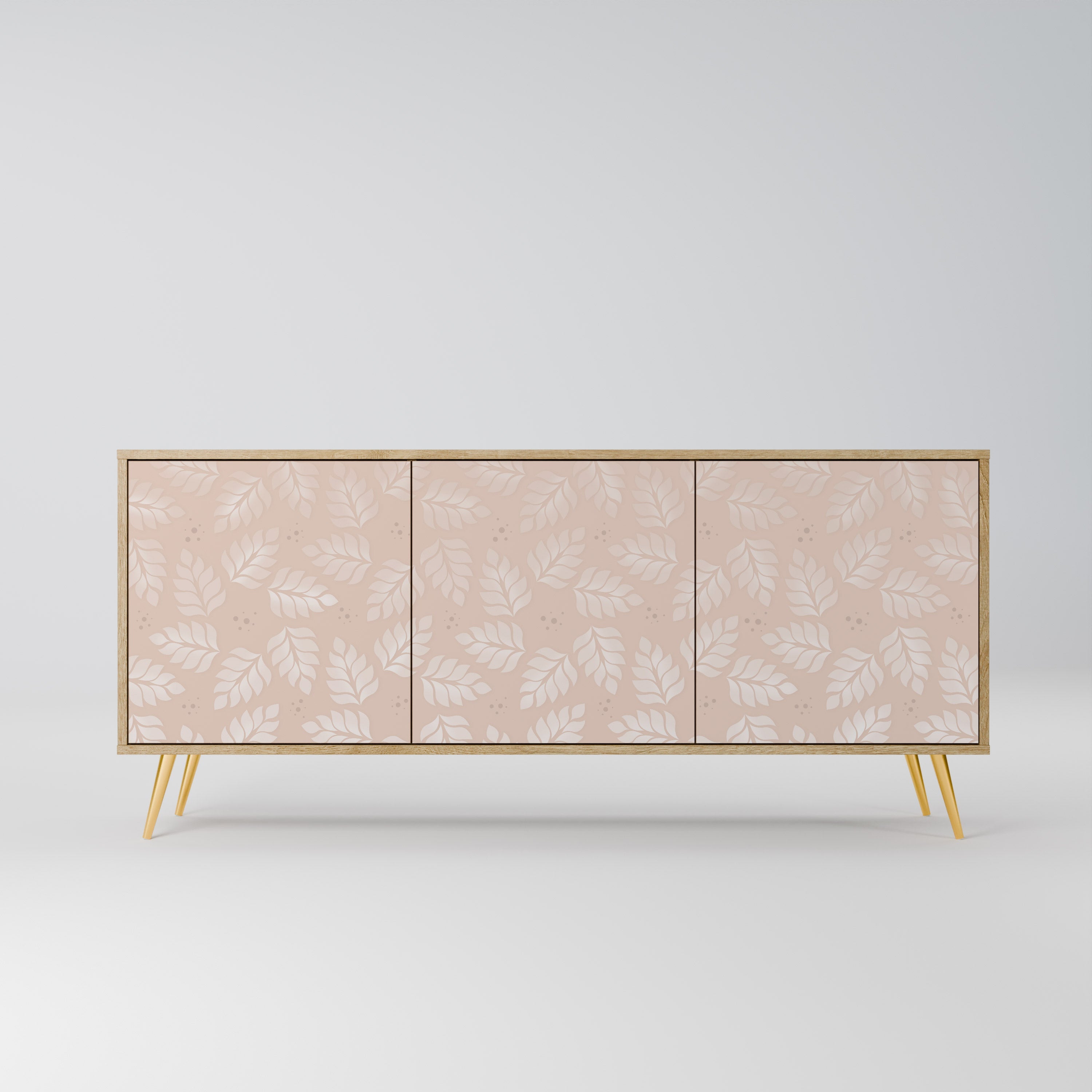 LEAVES ON BEIGE 3-türiges Sideboard in Eichenoptik