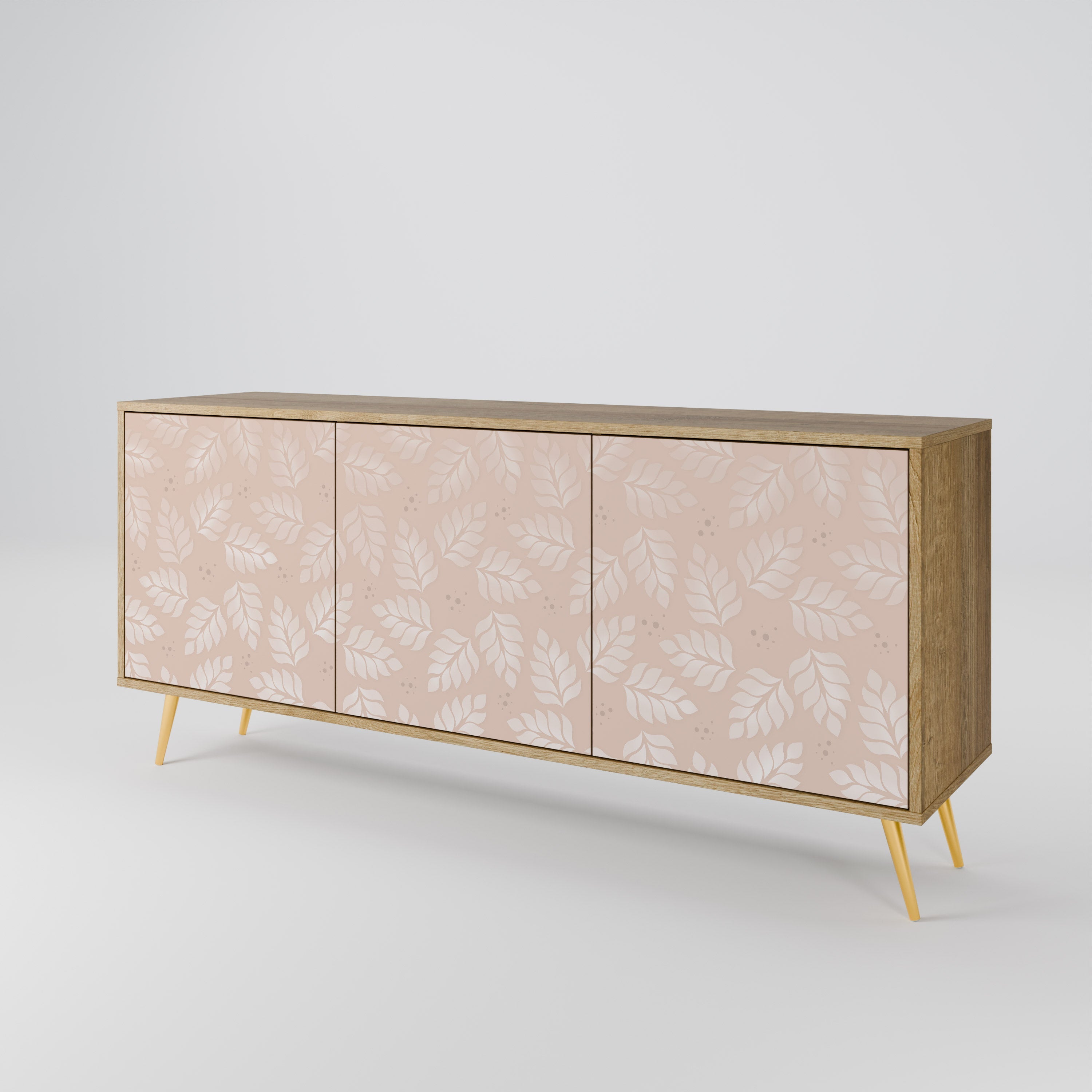 LEAVES ON BEIGE 3-türiges Sideboard in Eichenoptik