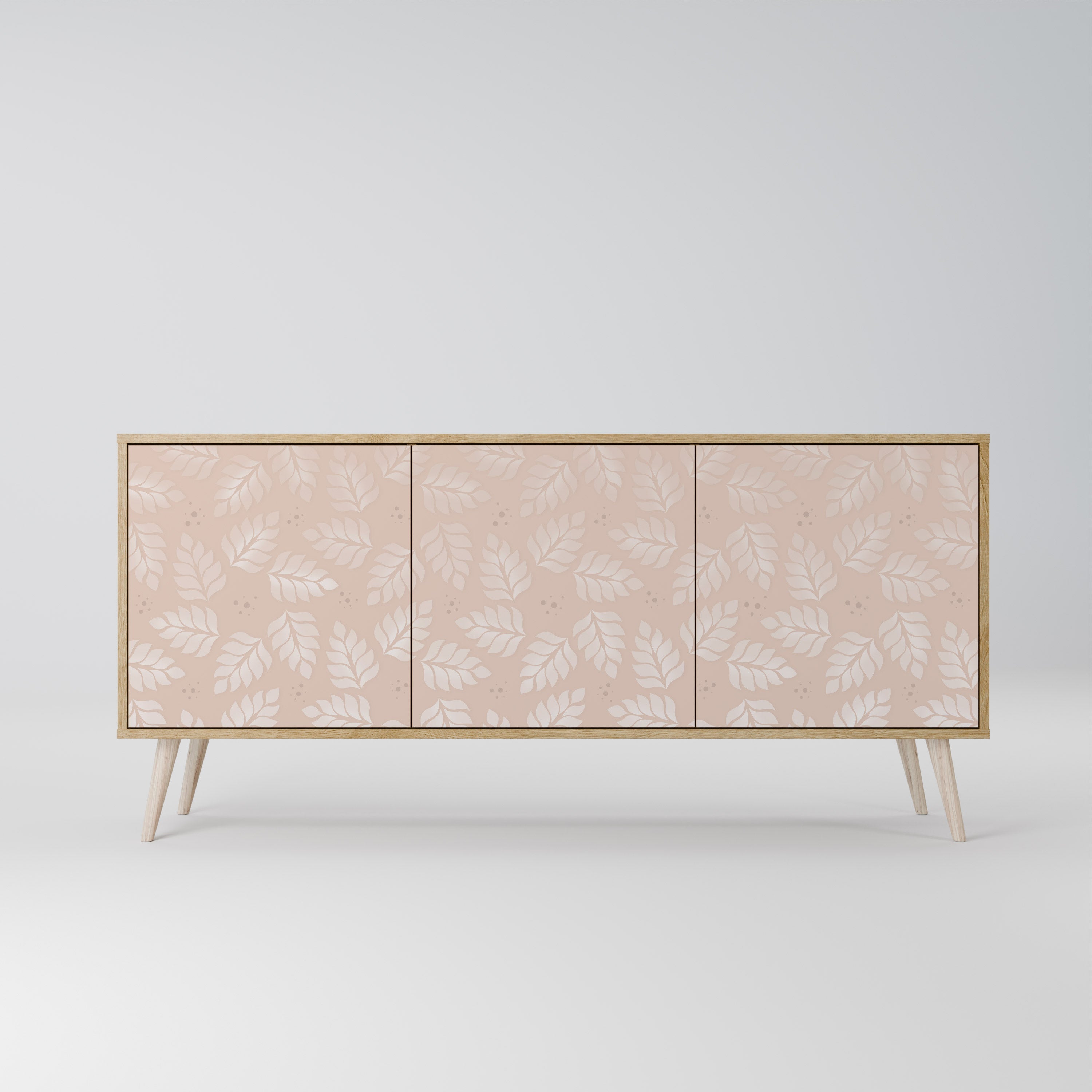LEAVES ON BEIGE 3-türiges Sideboard in Eichenoptik