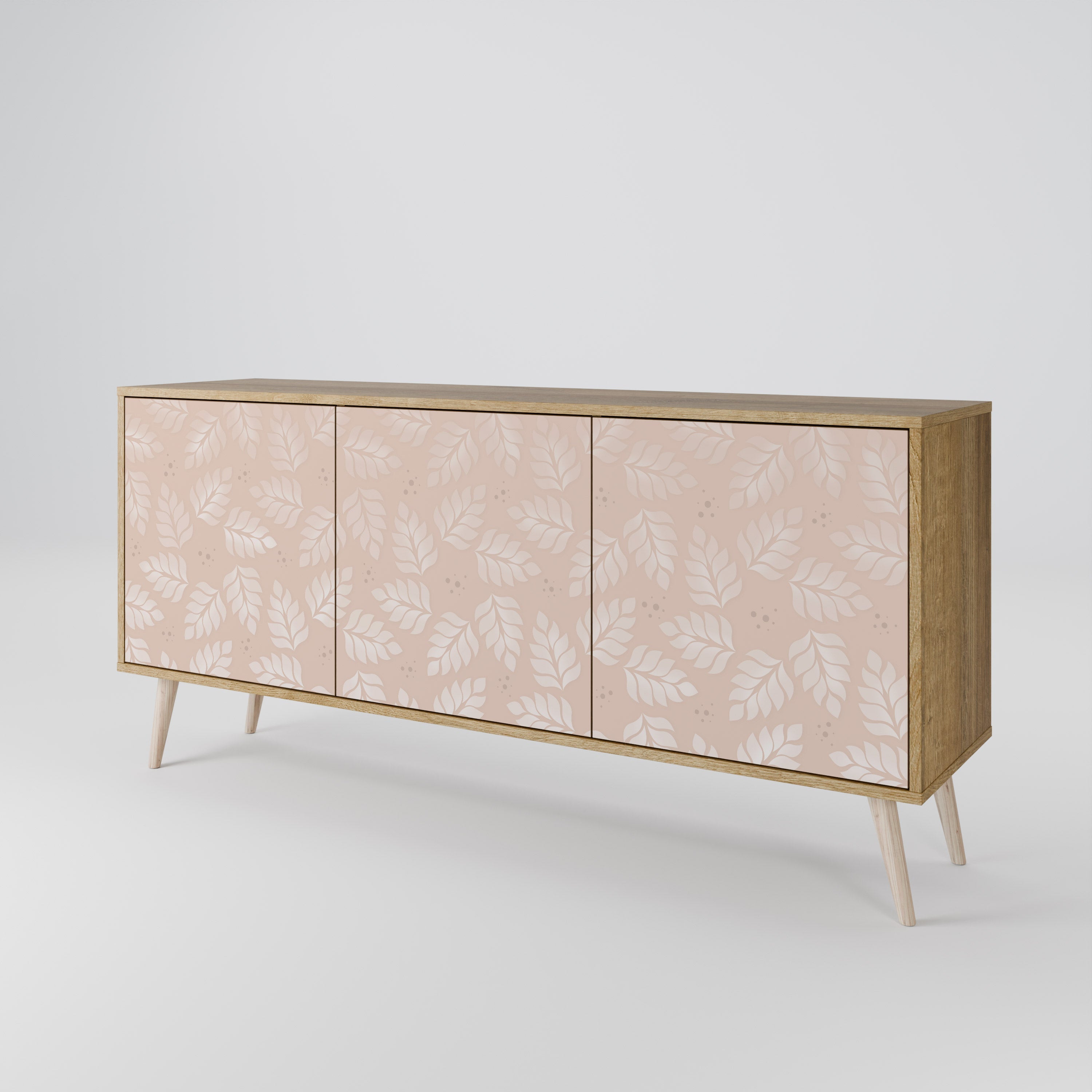 LEAVES ON BEIGE 3-türiges Sideboard in Eichenoptik