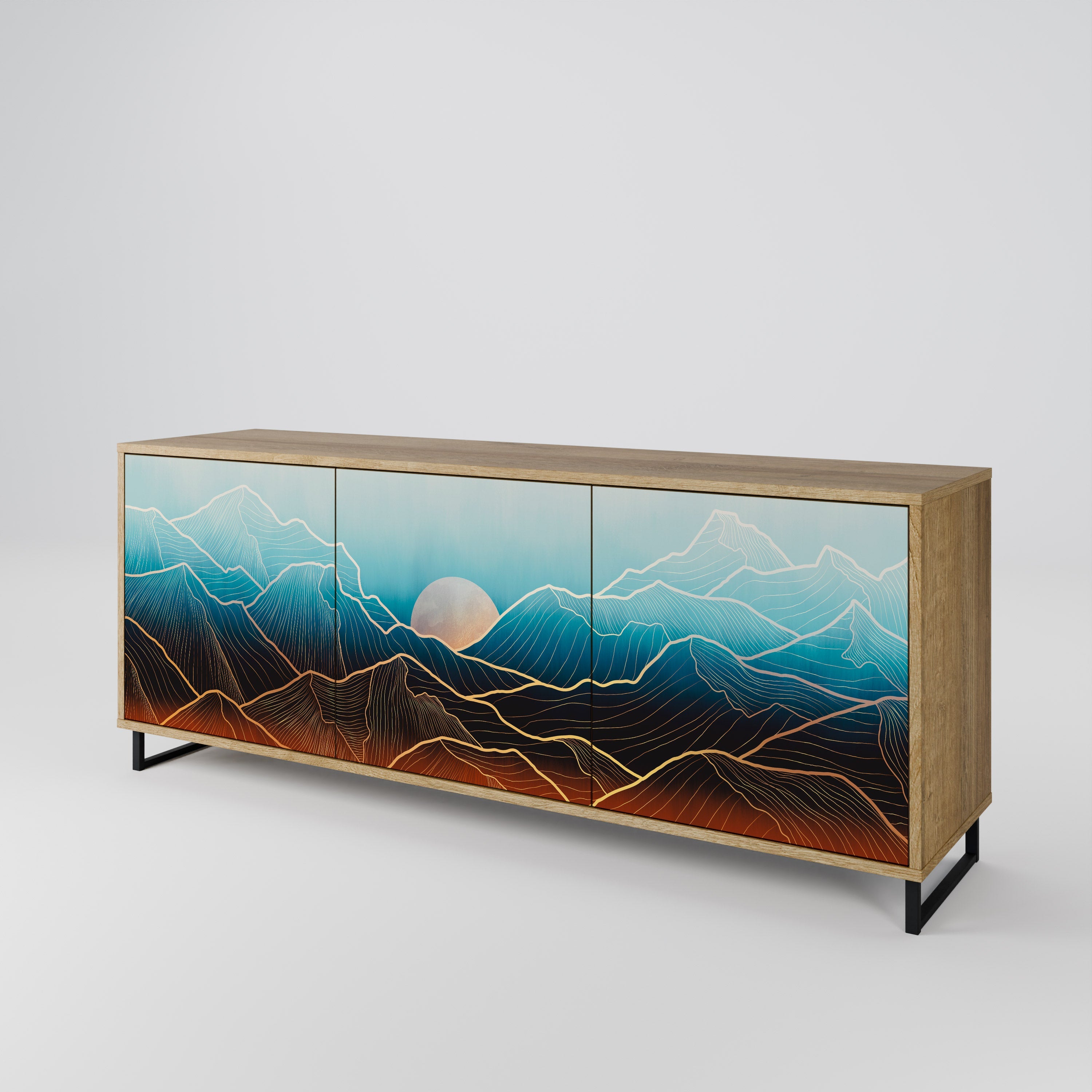 LUNAR SECRETS 3-türiges Sideboard in Eichenoptik