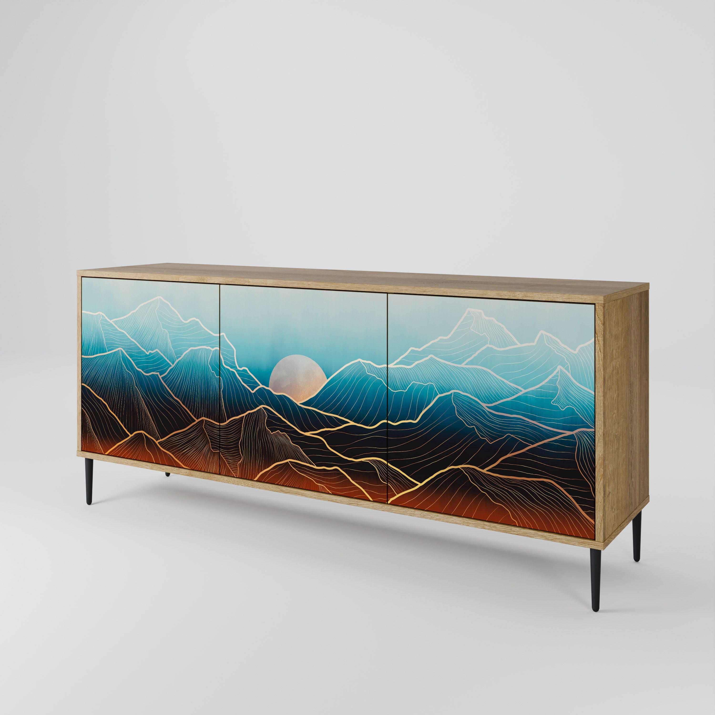 LUNAR SECRETS 3-türiges Sideboard in Eichenoptik