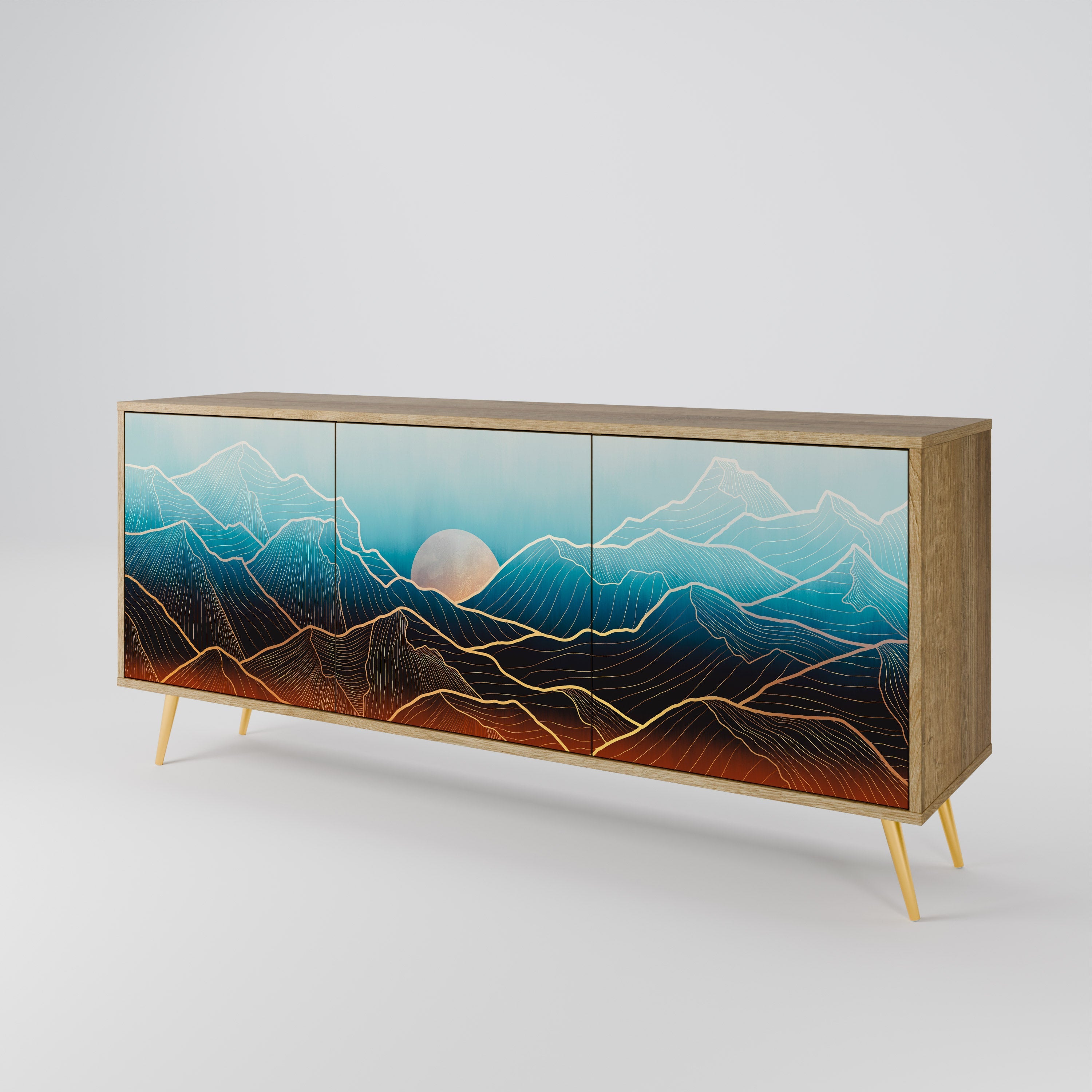 LUNAR SECRETS 3-türiges Sideboard in Eichenoptik