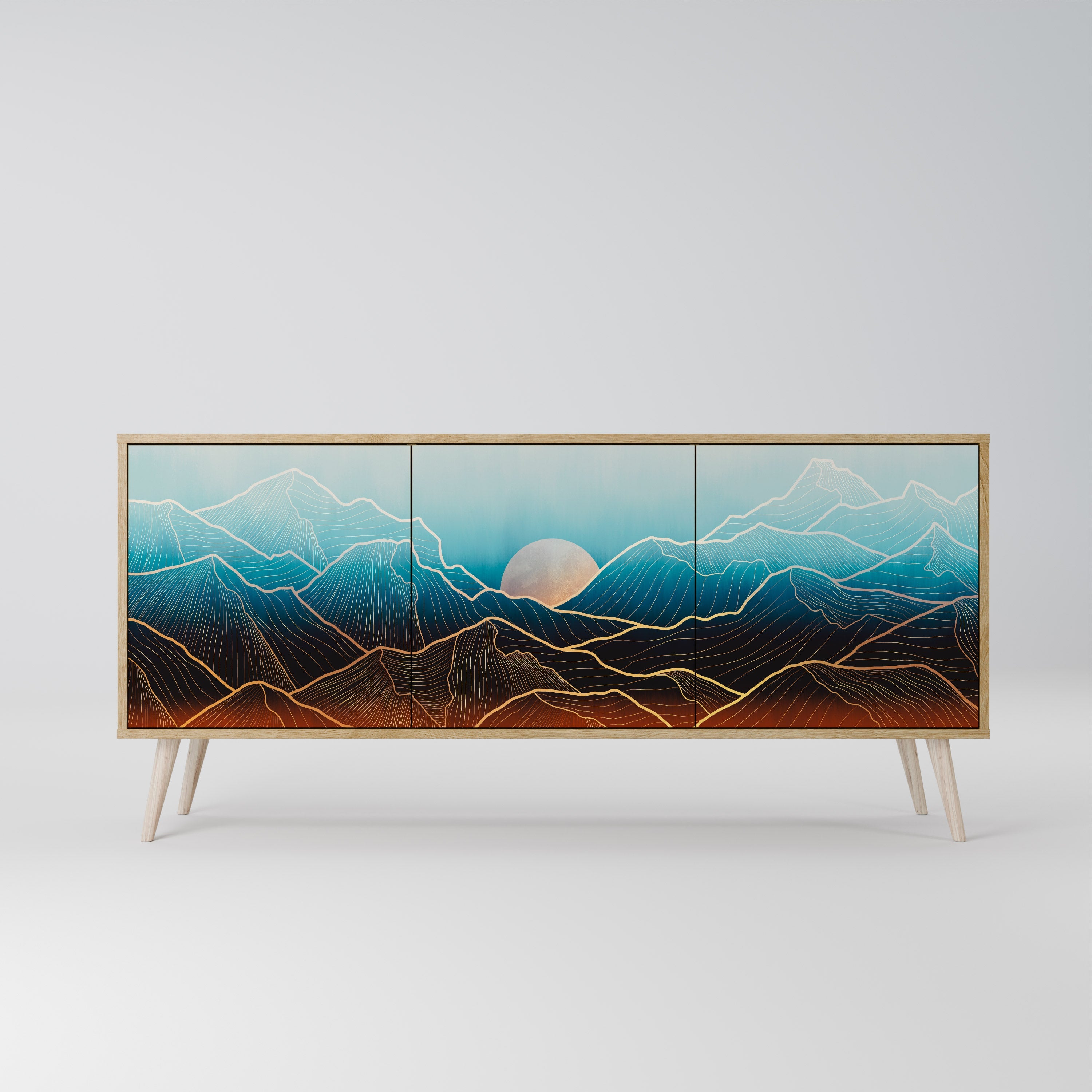 LUNAR SECRETS 3-türiges Sideboard in Eichenoptik