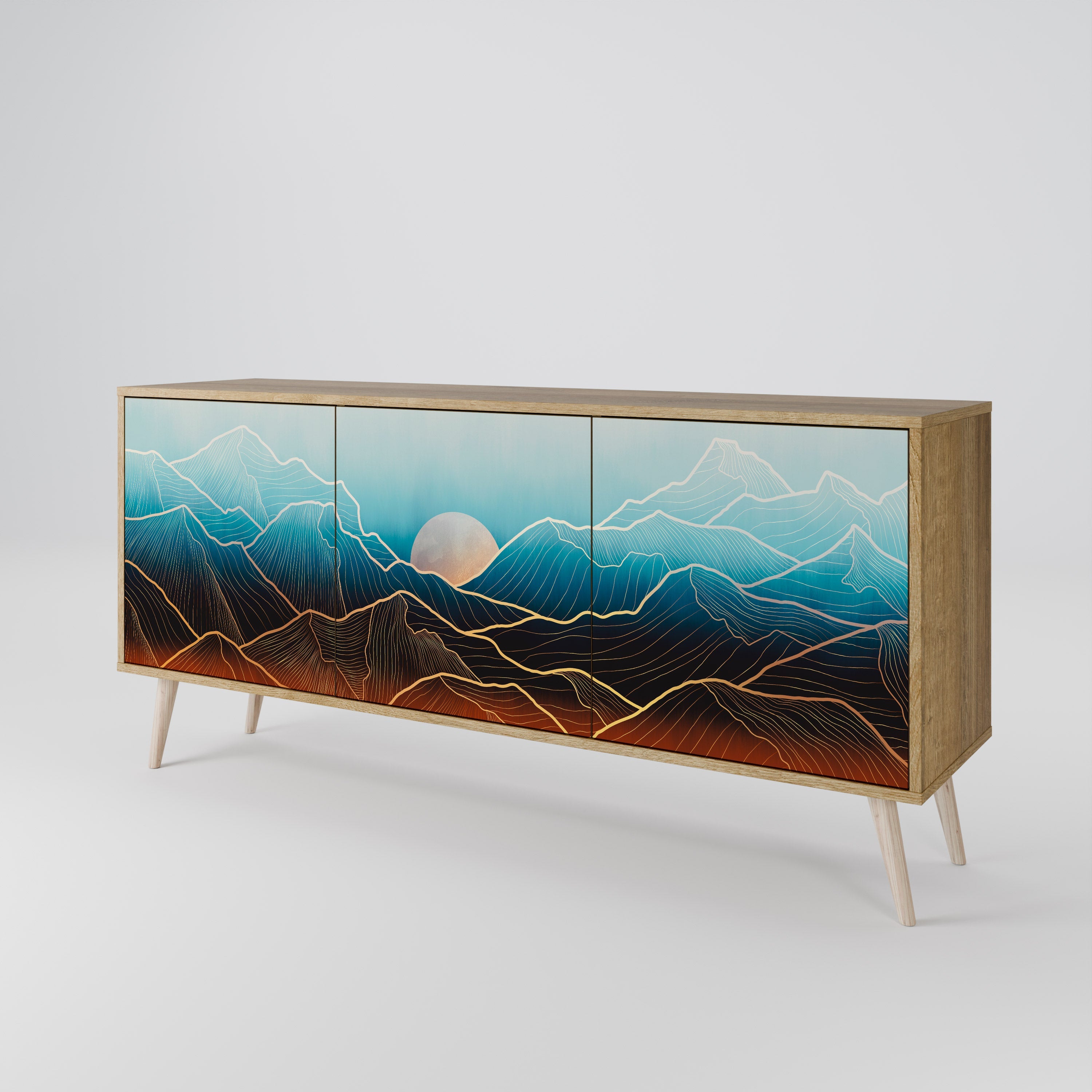 LUNAR SECRETS 3-türiges Sideboard in Eichenoptik