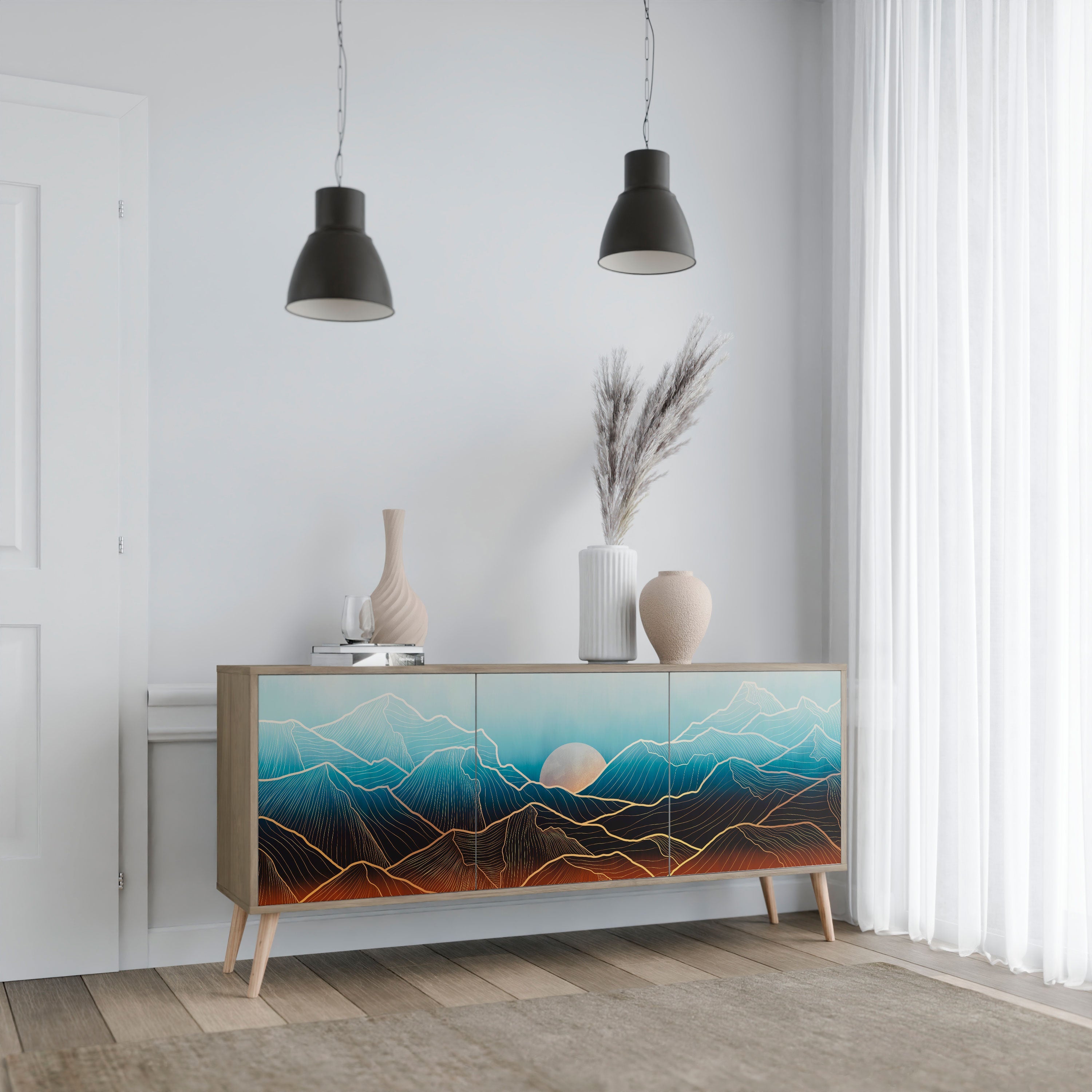 LUNAR SECRETS 3-türiges Sideboard in Eichenoptik