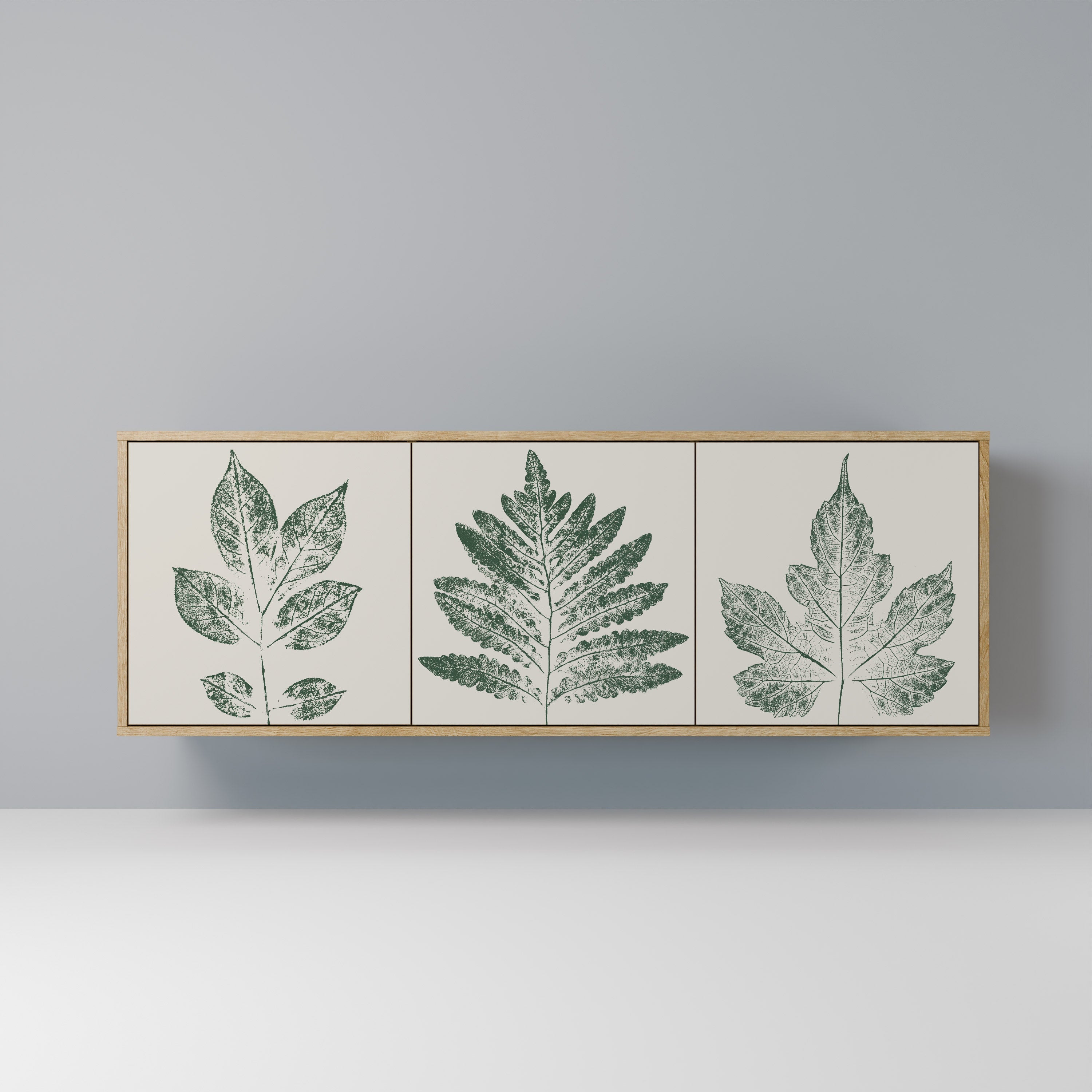 GREEN LEAFY STAMPS Sideboard mit 3 Türen in Eichenoptik