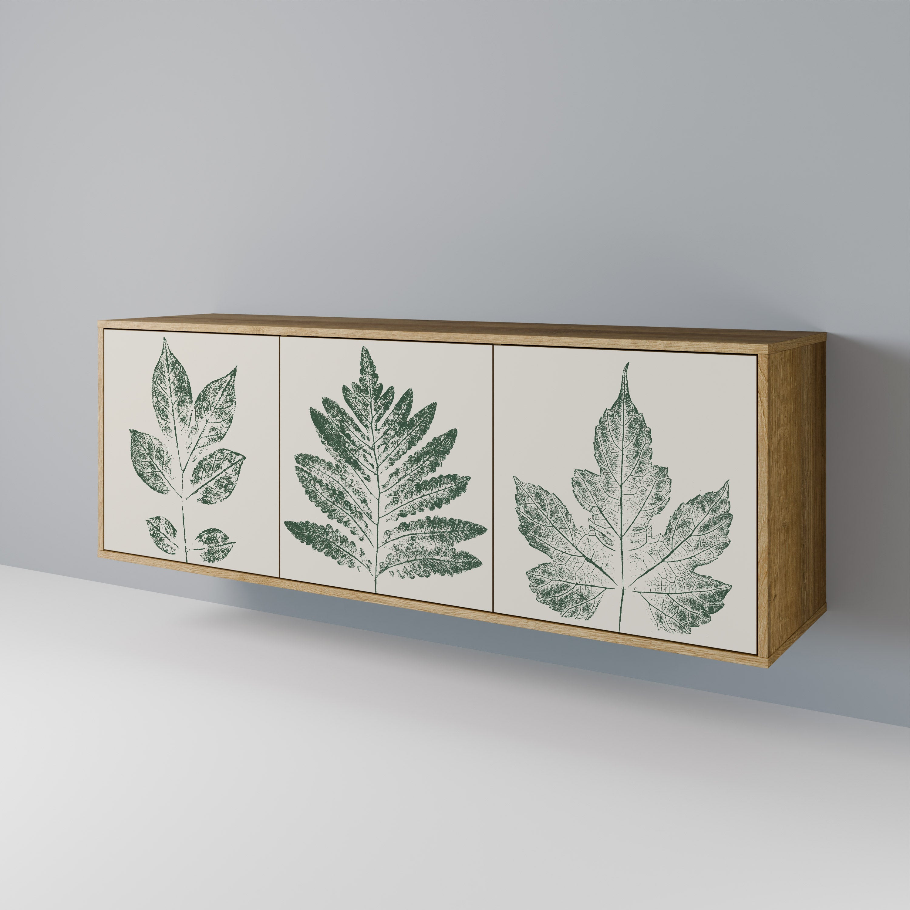 GREEN LEAFY STAMPS Sideboard mit 3 Türen in Eichenoptik