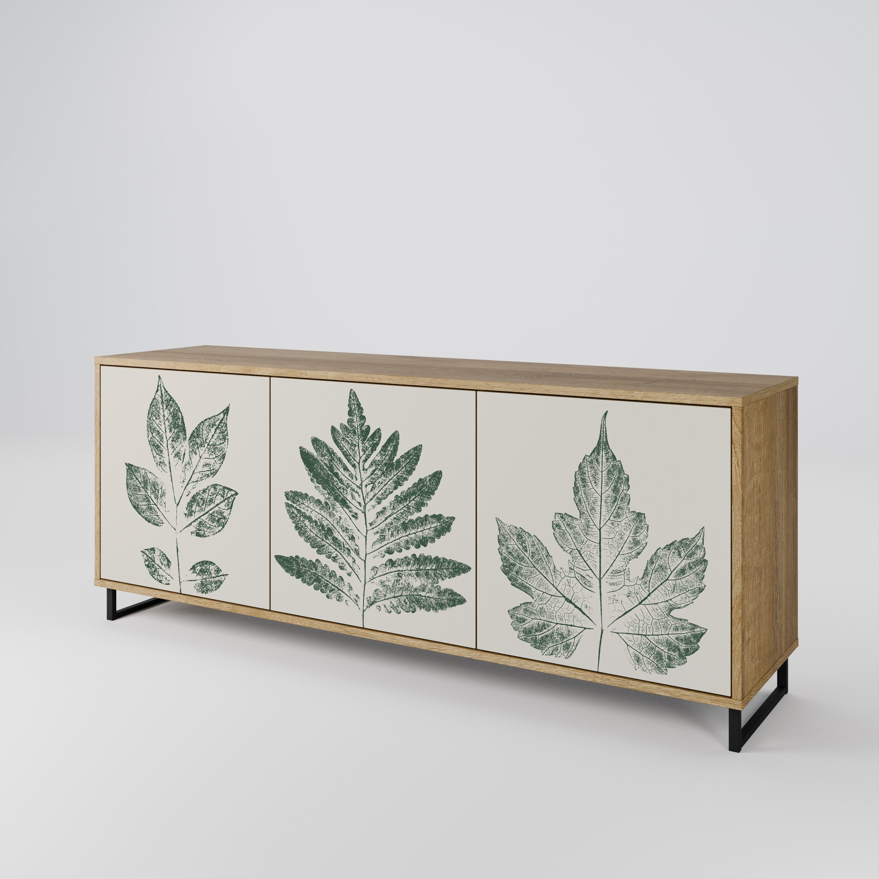 GREEN LEAFY STAMPS Sideboard mit 3 Türen in Eichenoptik
