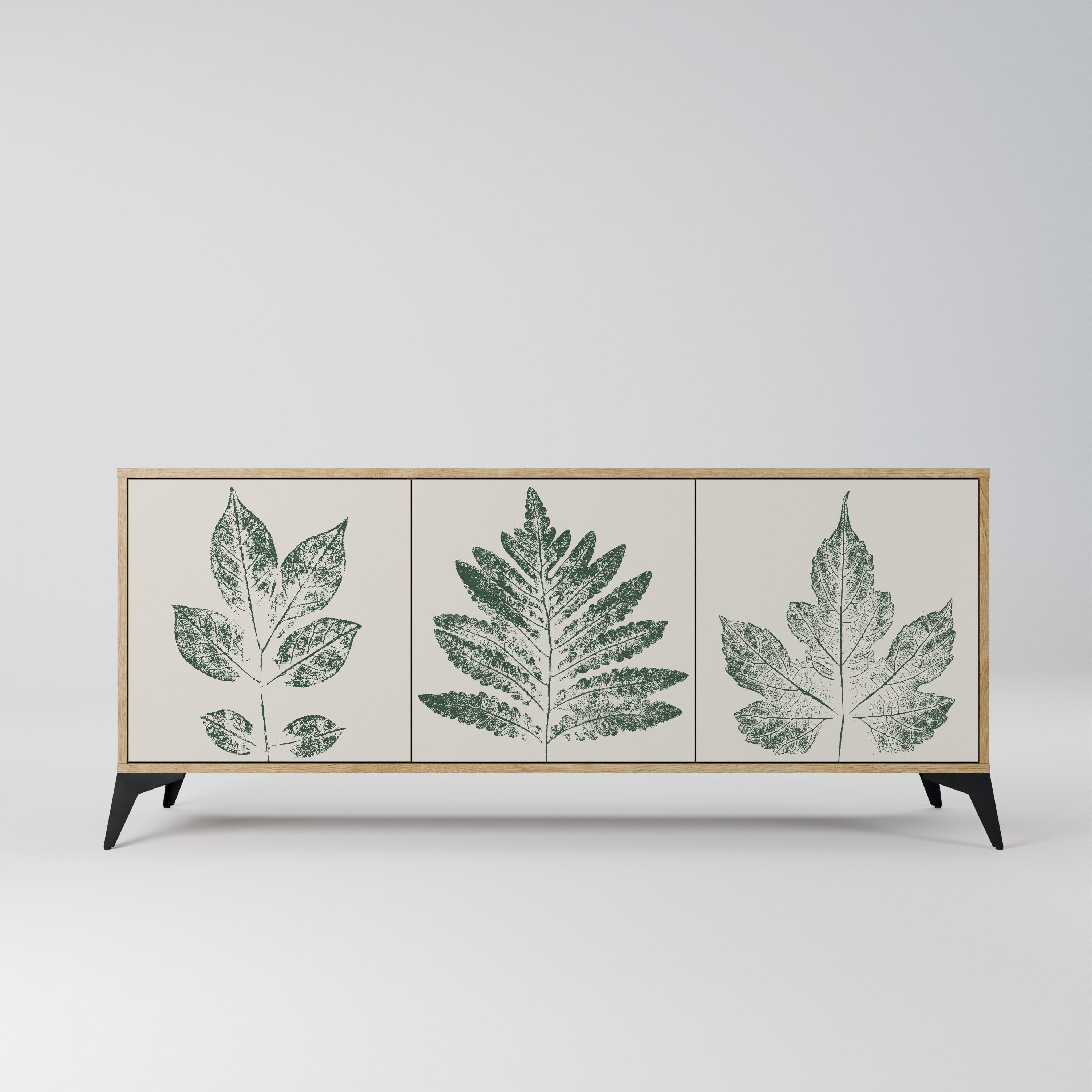 GREEN LEAFY STAMPS Sideboard mit 3 Türen in Eichenoptik