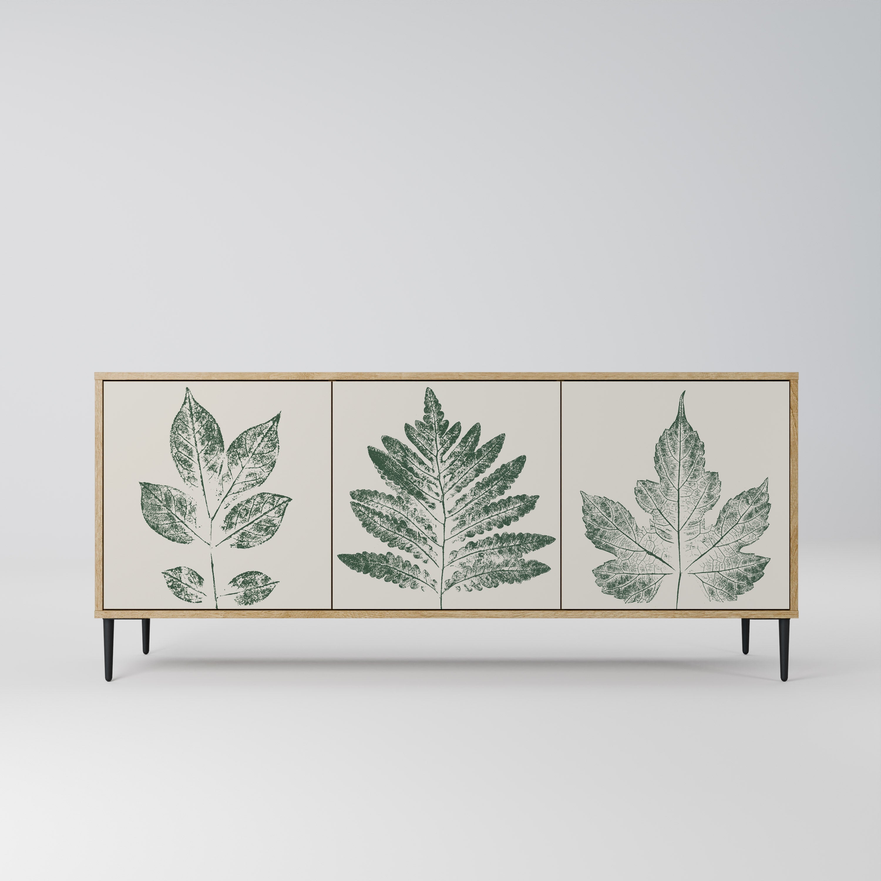 GREEN LEAFY STAMPS Sideboard mit 3 Türen in Eichenoptik