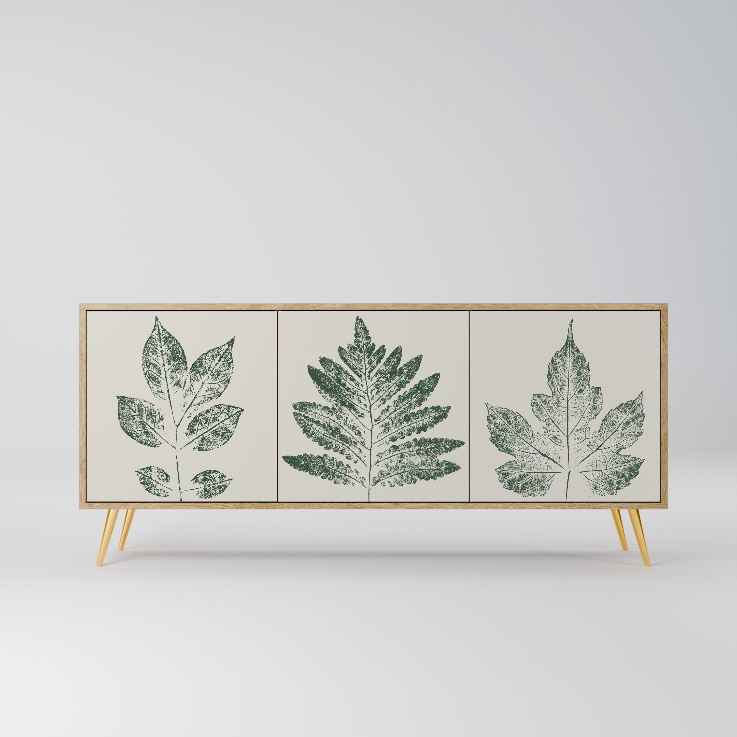 GREEN LEAFY STAMPS Sideboard mit 3 Türen in Eichenoptik