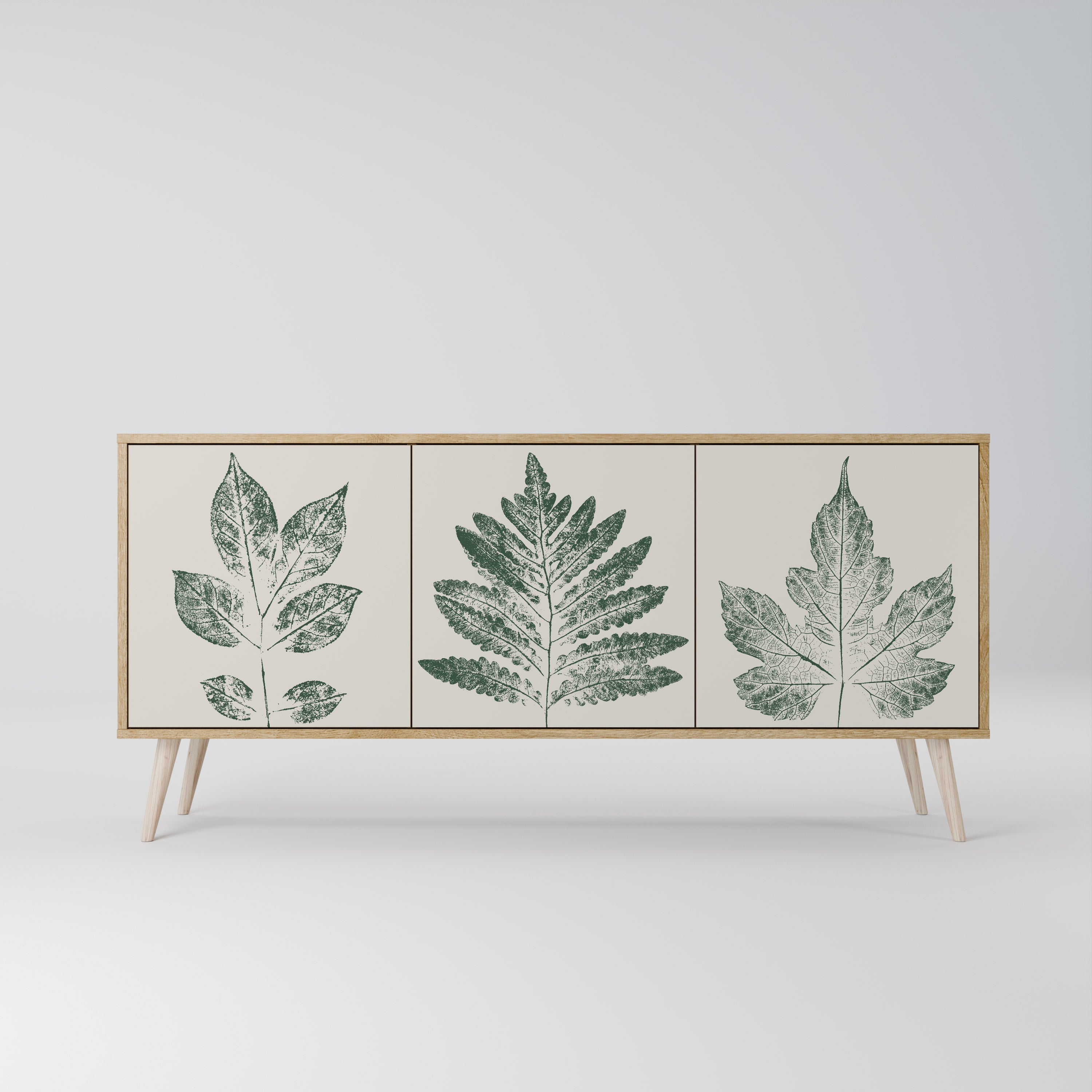 GREEN LEAFY STAMPS Sideboard mit 3 Türen in Eichenoptik