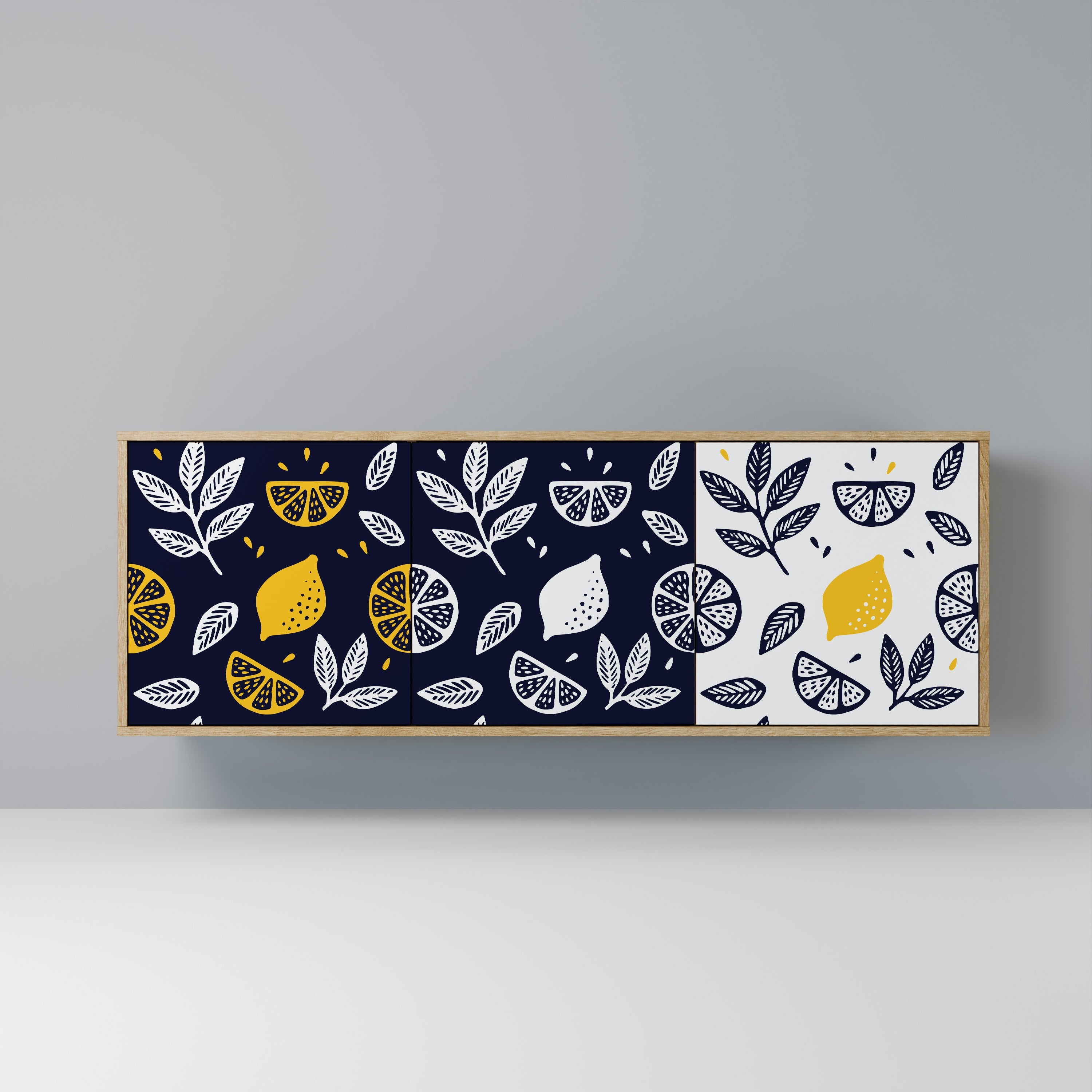 CITRUS SCHWARZ-WEISS 3-türiges Sideboard in Eichenoptik