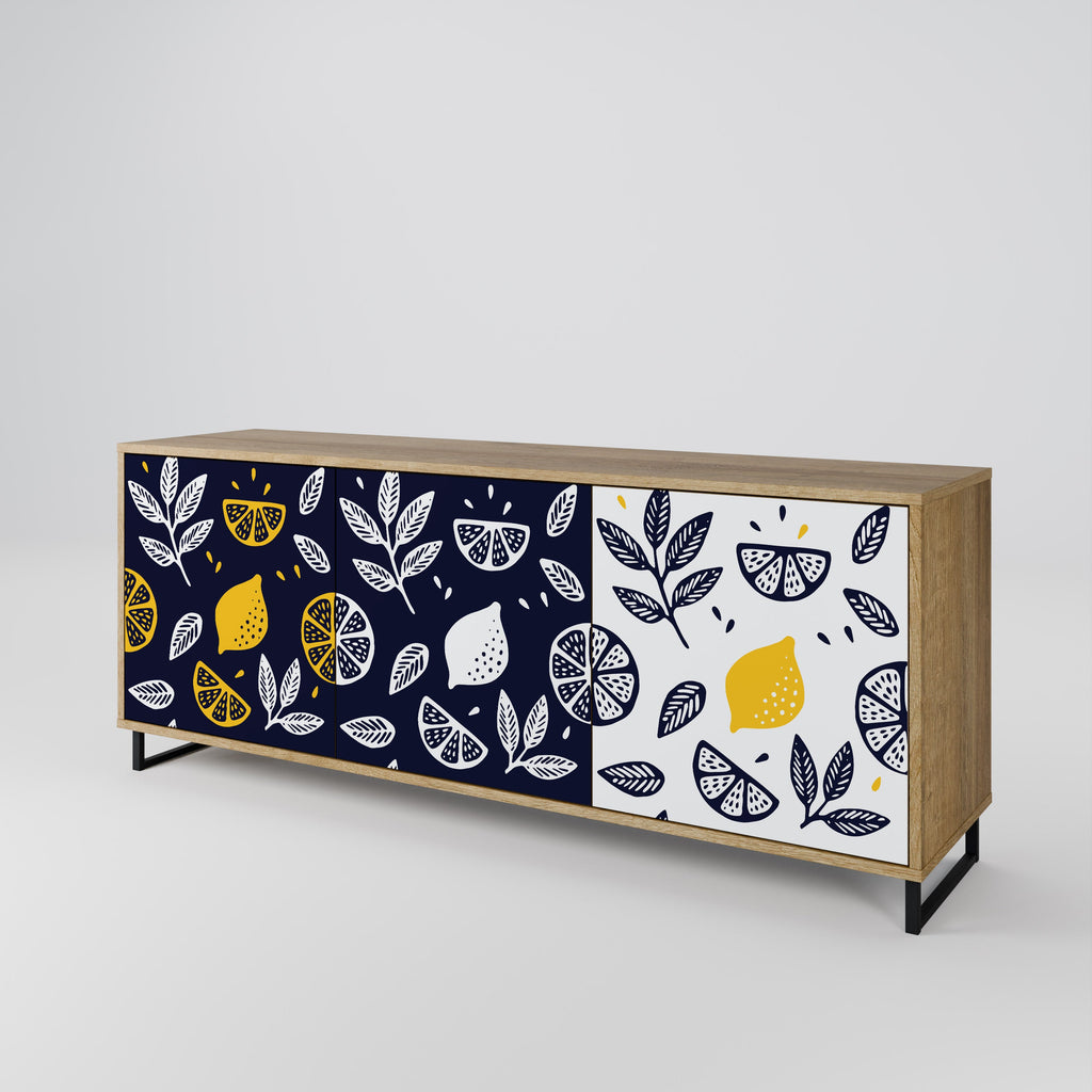 CITRUS SCHWARZ-WEISS 3-türiges Sideboard in Eichenoptik