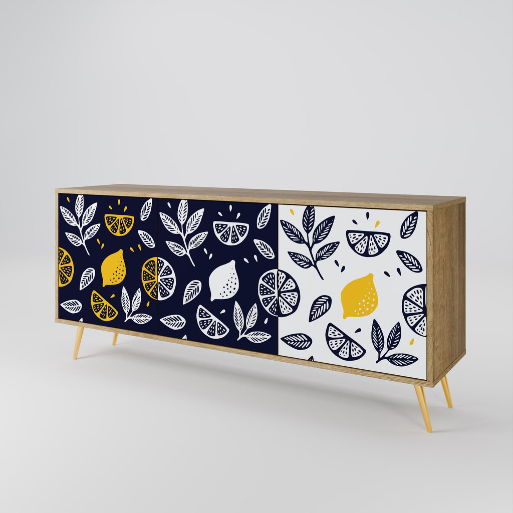 CITRUS SCHWARZ-WEISS 3-türiges Sideboard in Eichenoptik