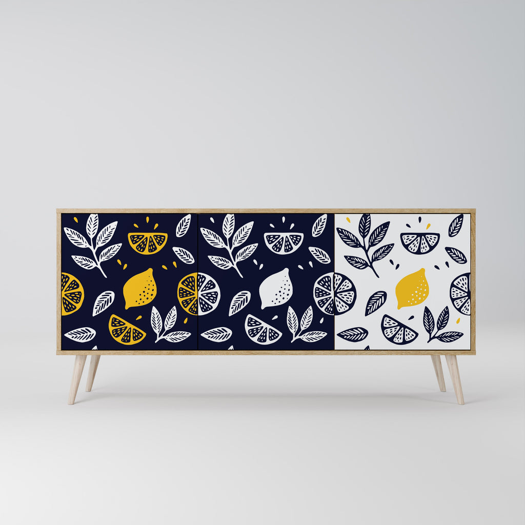 CITRUS SCHWARZ-WEISS 3-türiges Sideboard in Eichenoptik