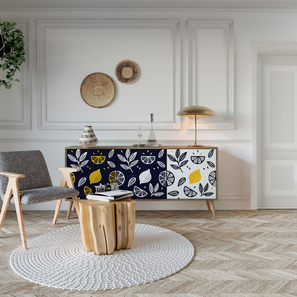 CITRUS BLACK AND WHITE 3-türiges Sideboard