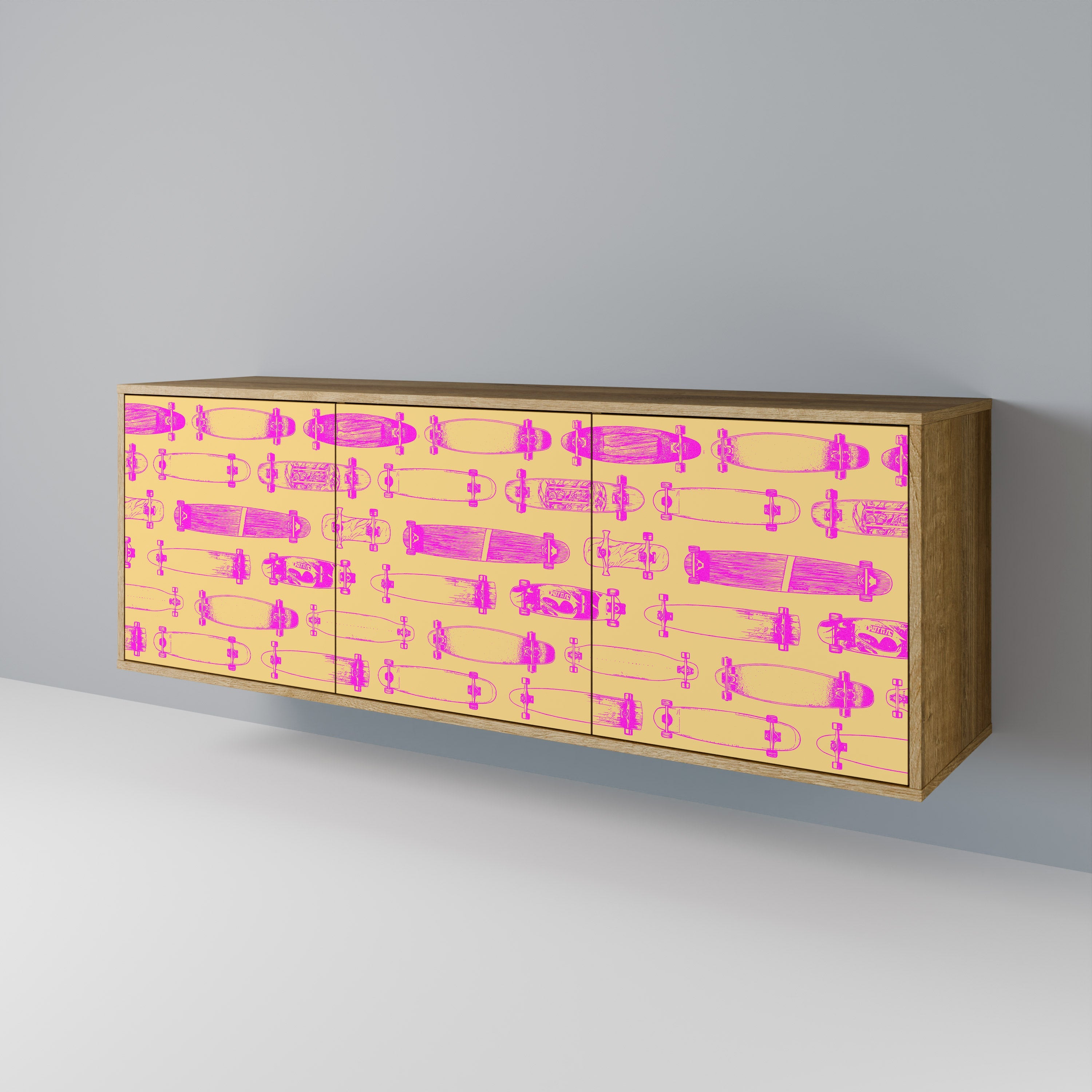 SKATEBOARD ARTISTRY 3-türiges Sideboard in Eichenoptik
