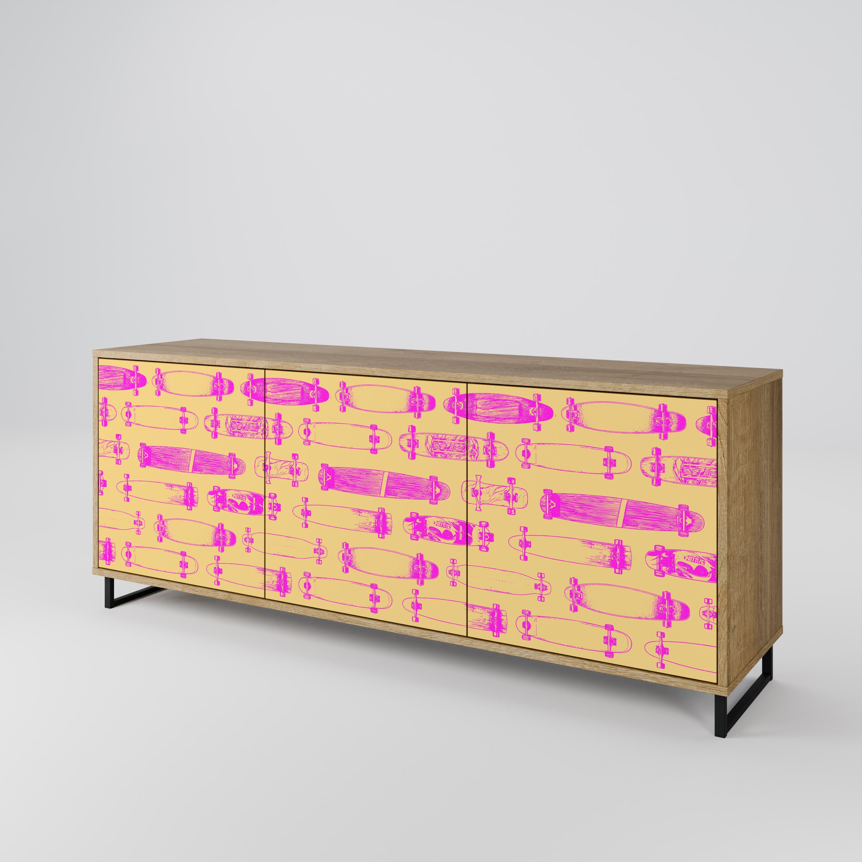 SKATEBOARD ARTISTRY 3-türiges Sideboard in Eichenoptik