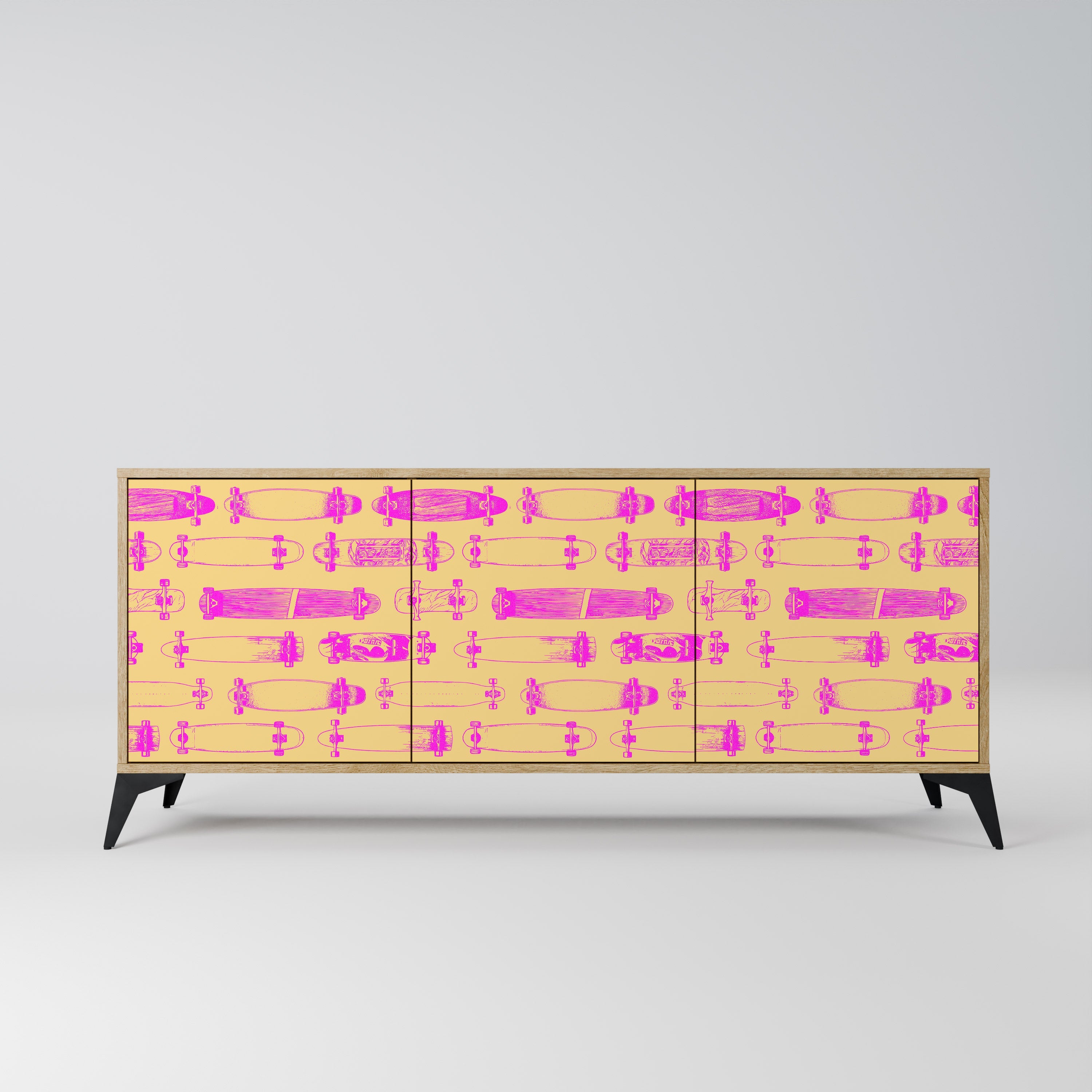SKATEBOARD ARTISTRY 3-türiges Sideboard in Eichenoptik