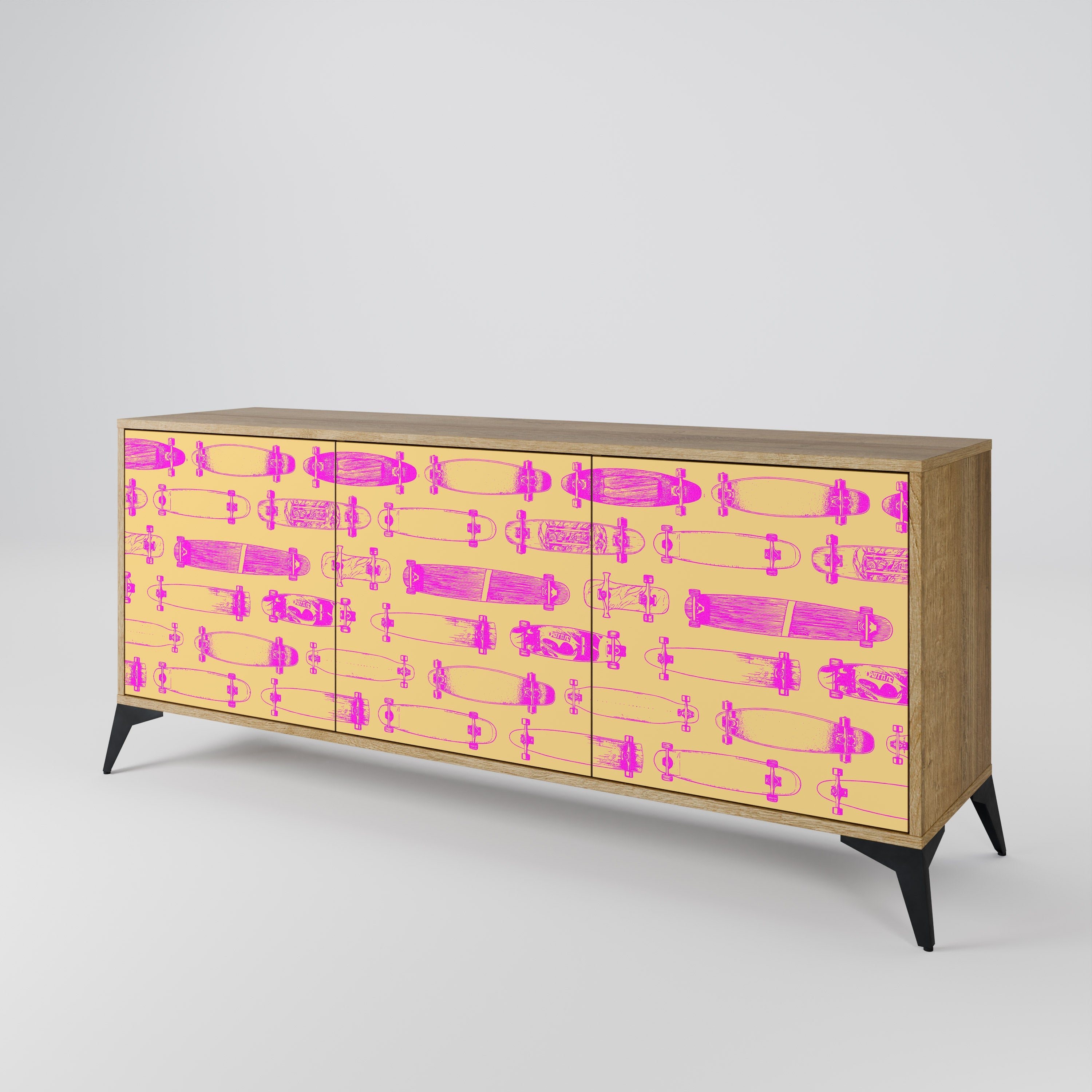 SKATEBOARD ARTISTRY 3-türiges Sideboard in Eichenoptik