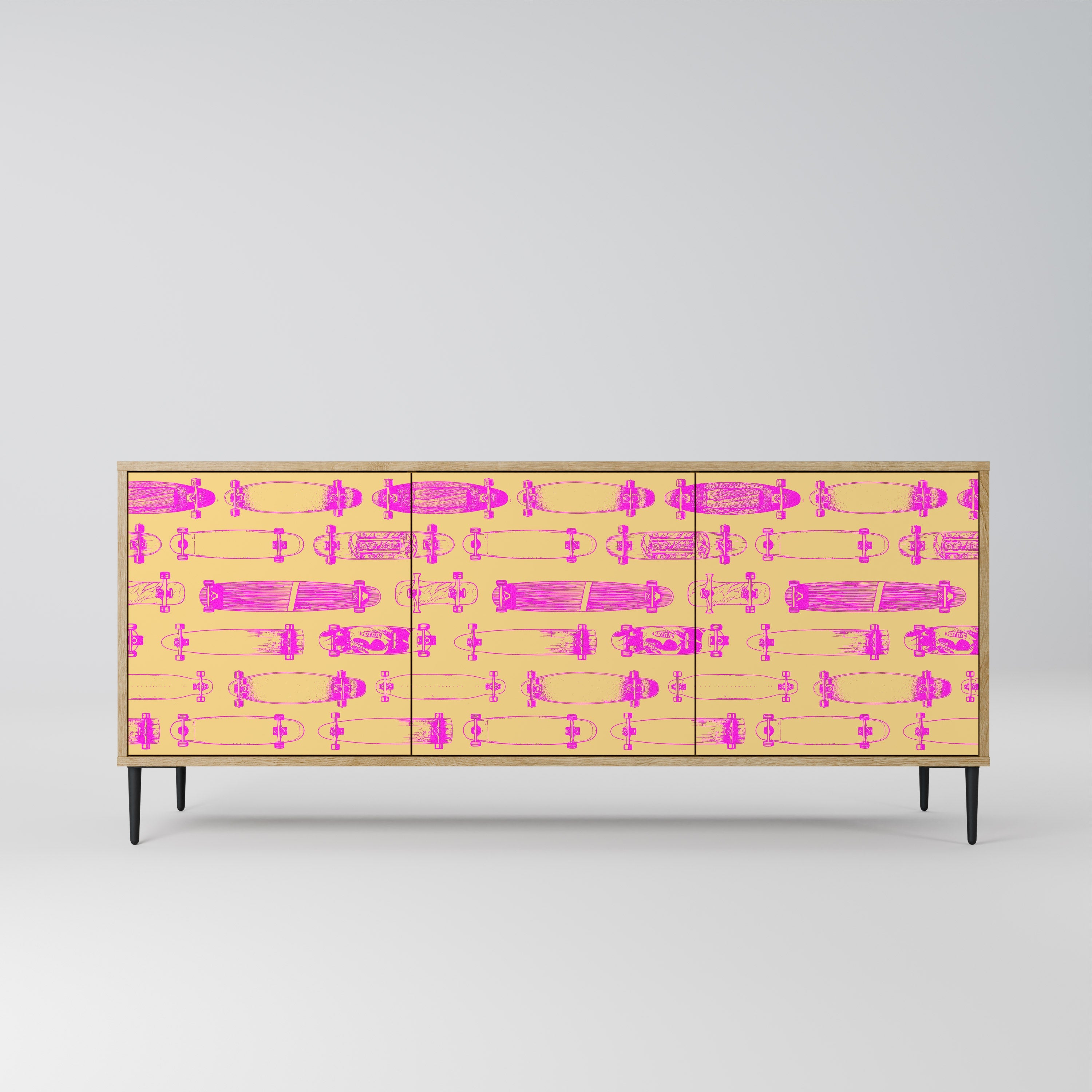 SKATEBOARD ARTISTRY 3-türiges Sideboard in Eichenoptik