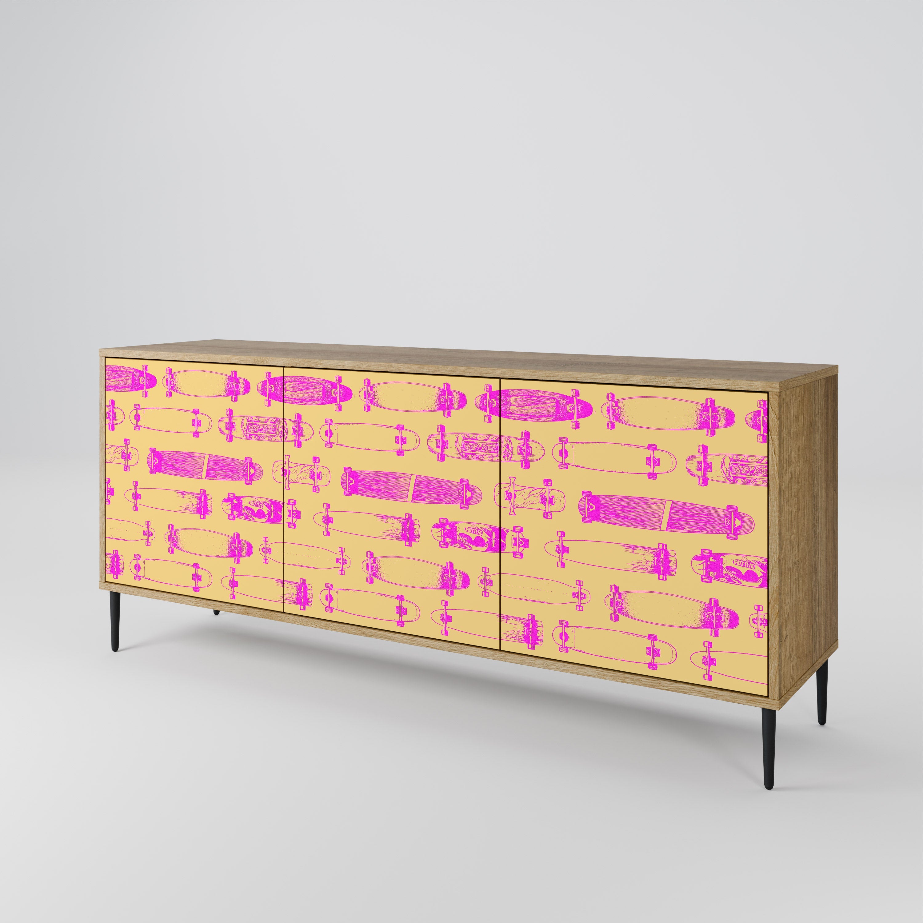 SKATEBOARD ARTISTRY 3-türiges Sideboard in Eichenoptik