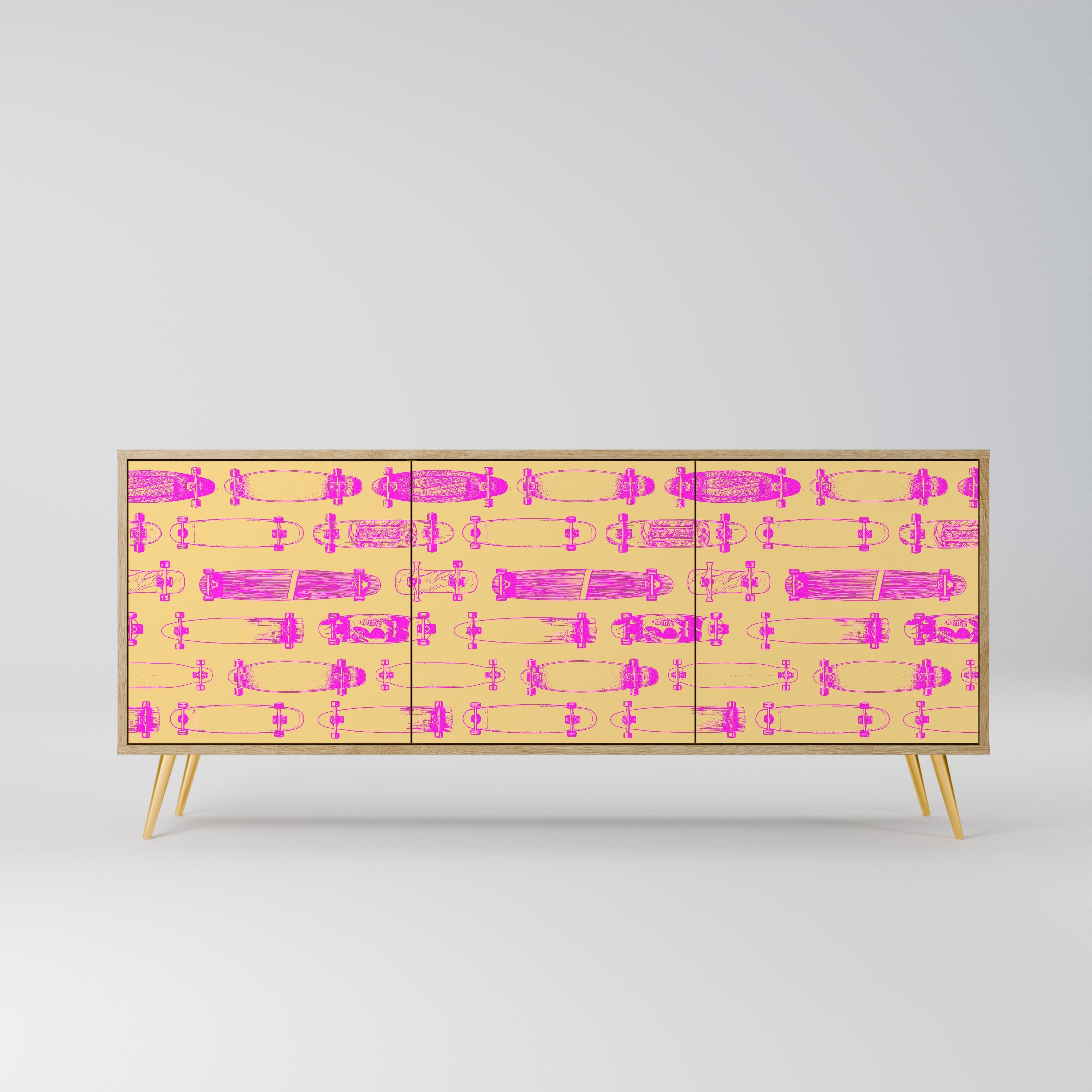 SKATEBOARD ARTISTRY 3-türiges Sideboard in Eichenoptik