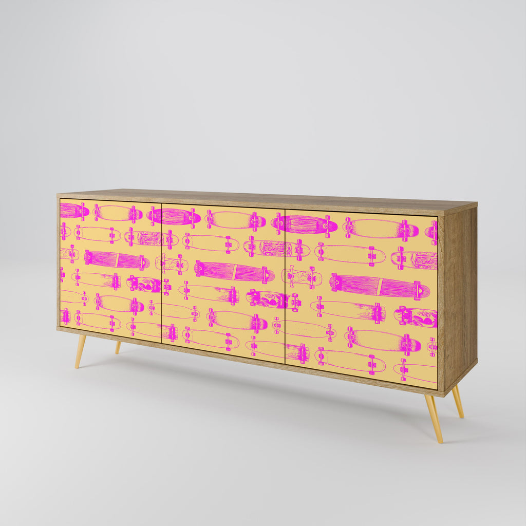 SKATEBOARD ARTISTRY 3-türiges Sideboard in Eichenoptik
