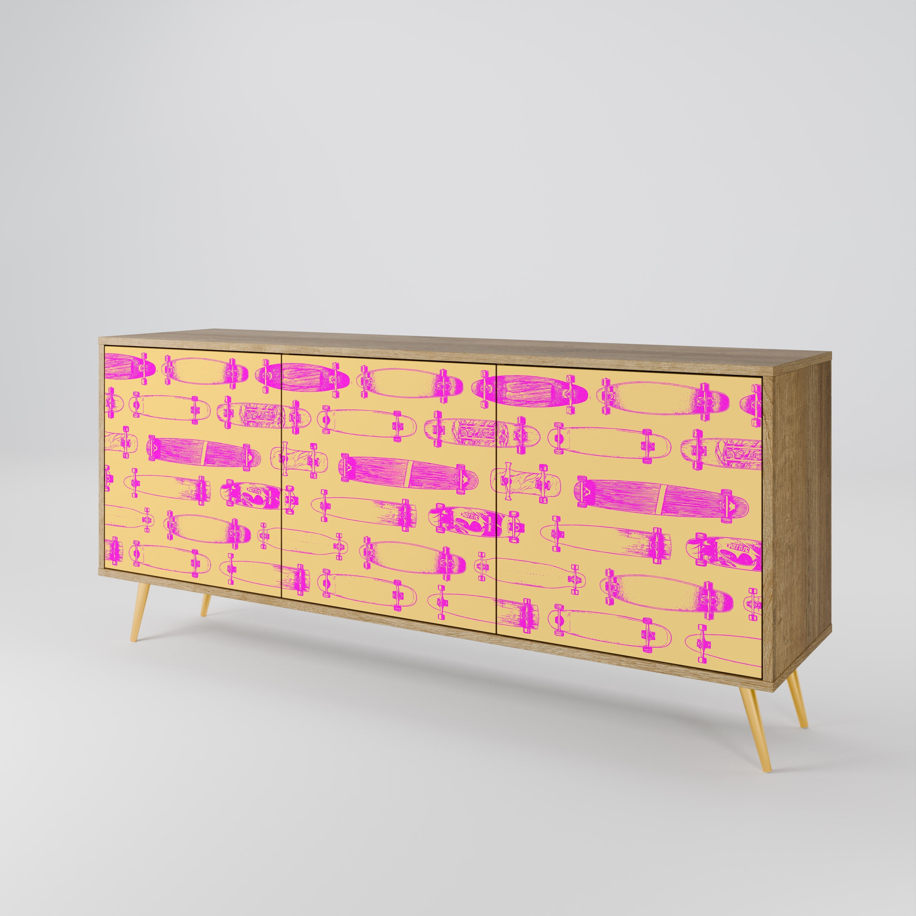 SKATEBOARD ARTISTRY 3-türiges Sideboard in Eichenoptik
