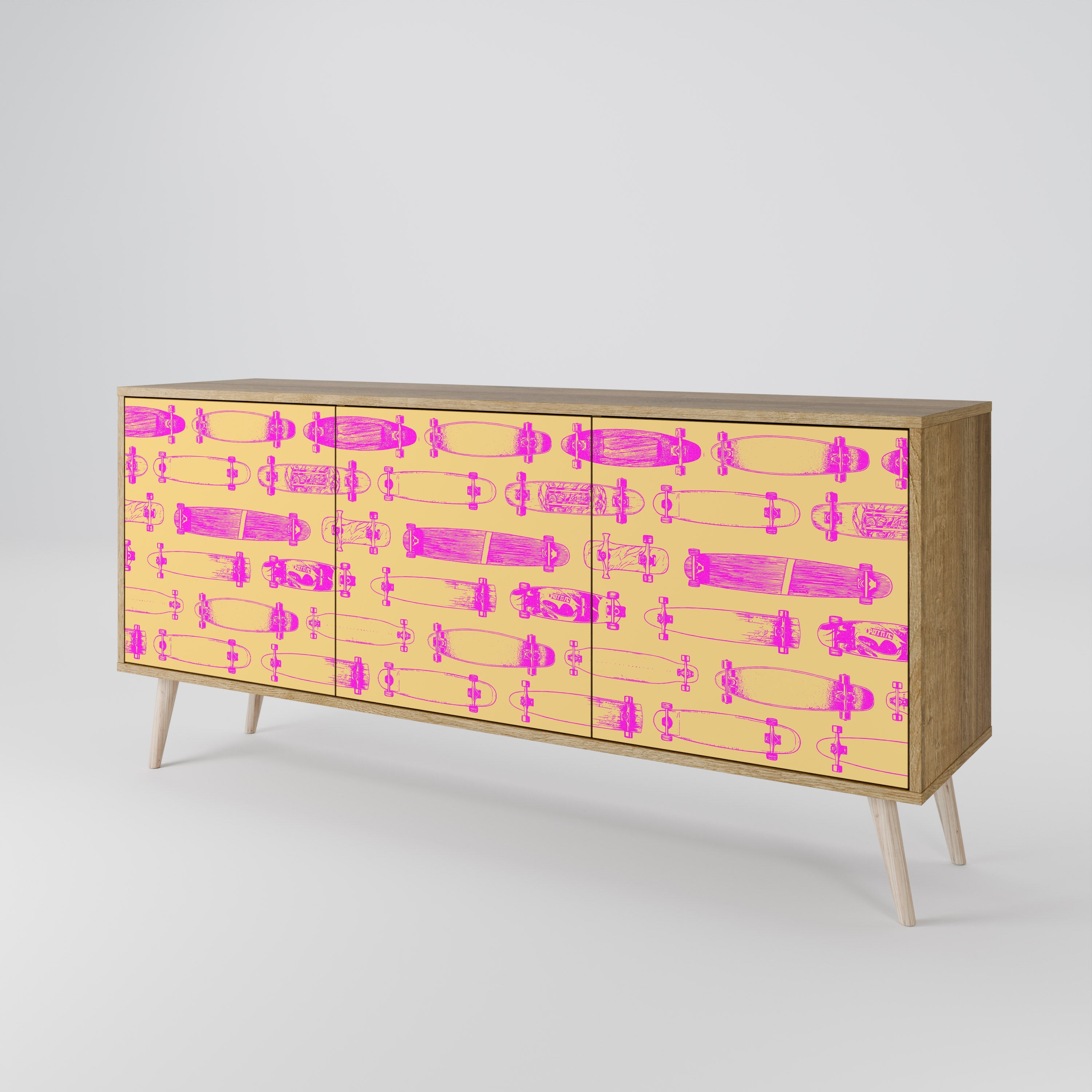 SKATEBOARD ARTISTRY 3-türiges Sideboard in Eichenoptik