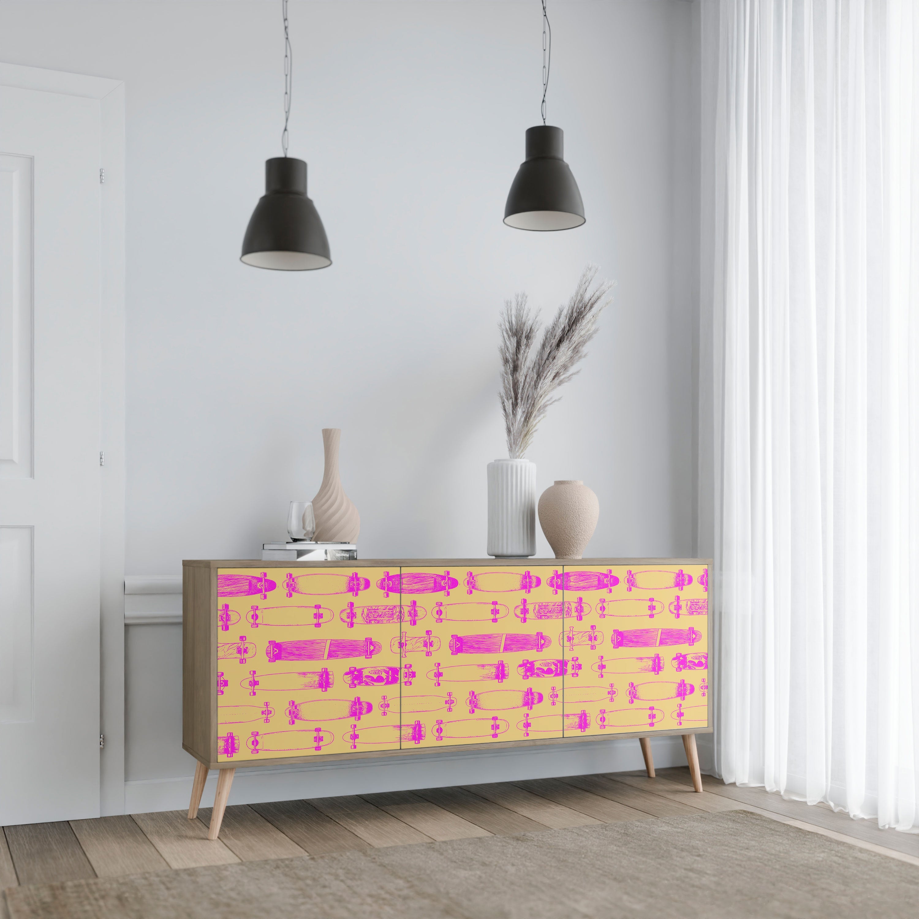 SKATEBOARD ARTISTRY 3-türiges Sideboard in Eichenoptik