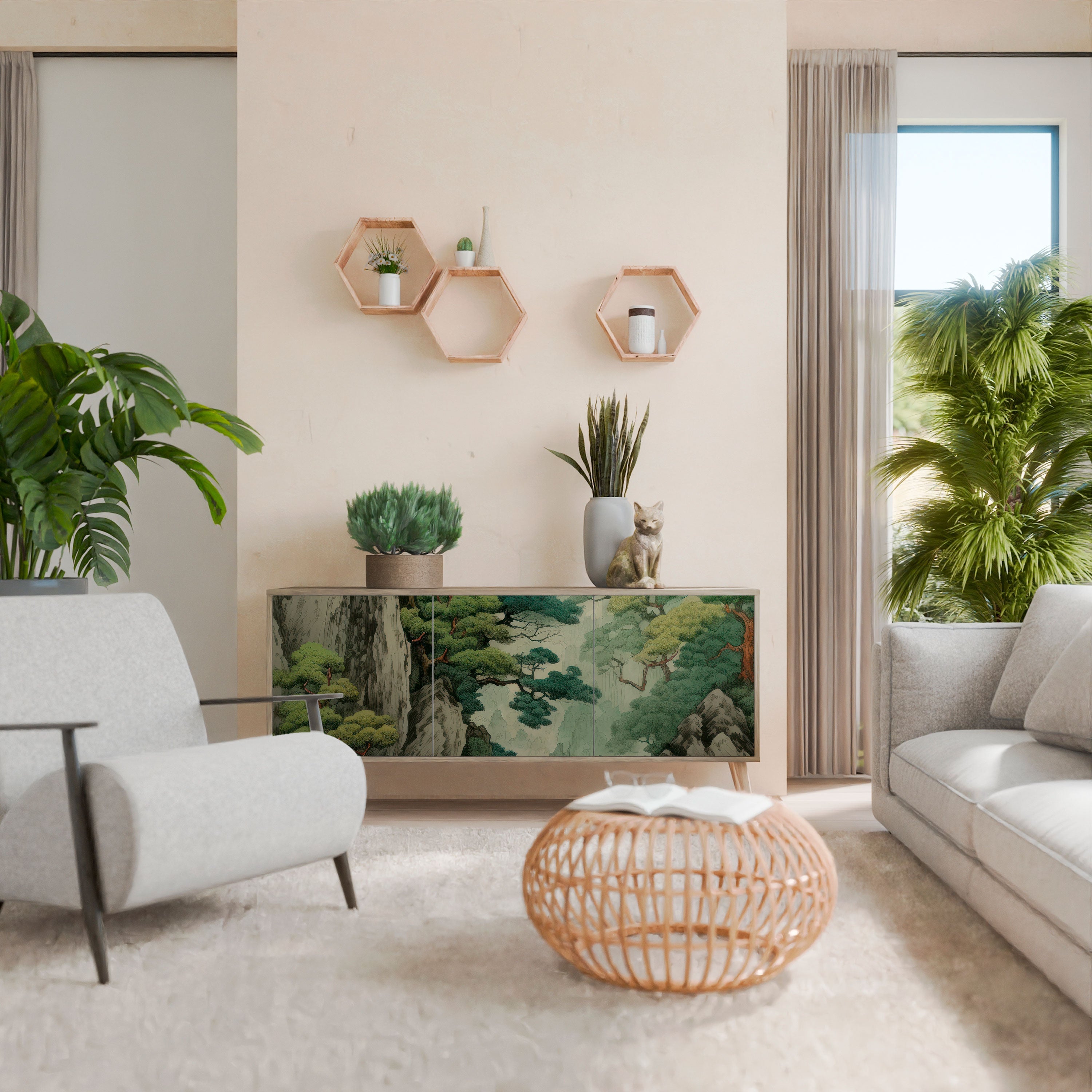 VERDURE ABYSS 3-türiges Sideboard in Eichenoptik