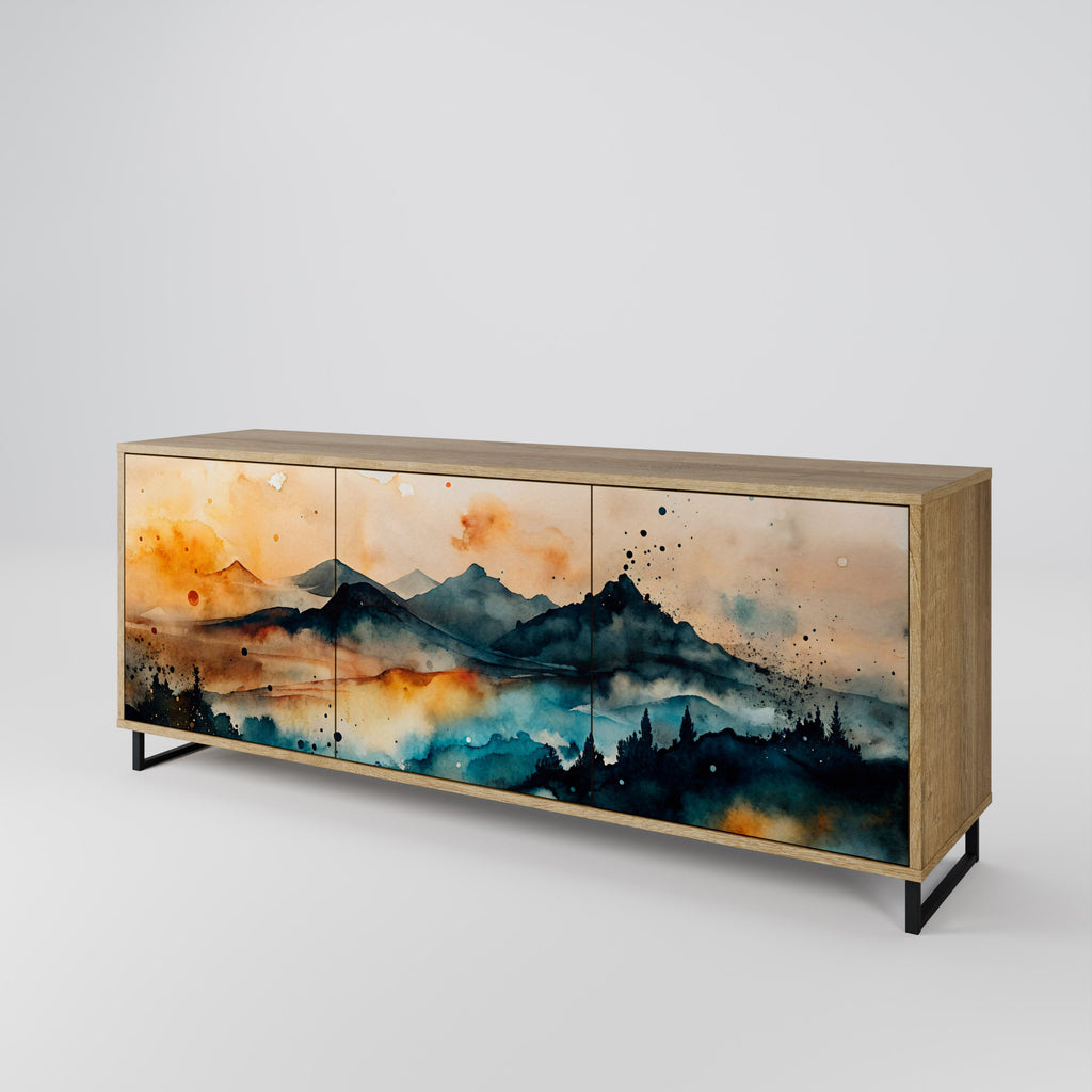 OMINOUS MOUNTAINS Sideboard mit 3 Türen in Eichenoptik