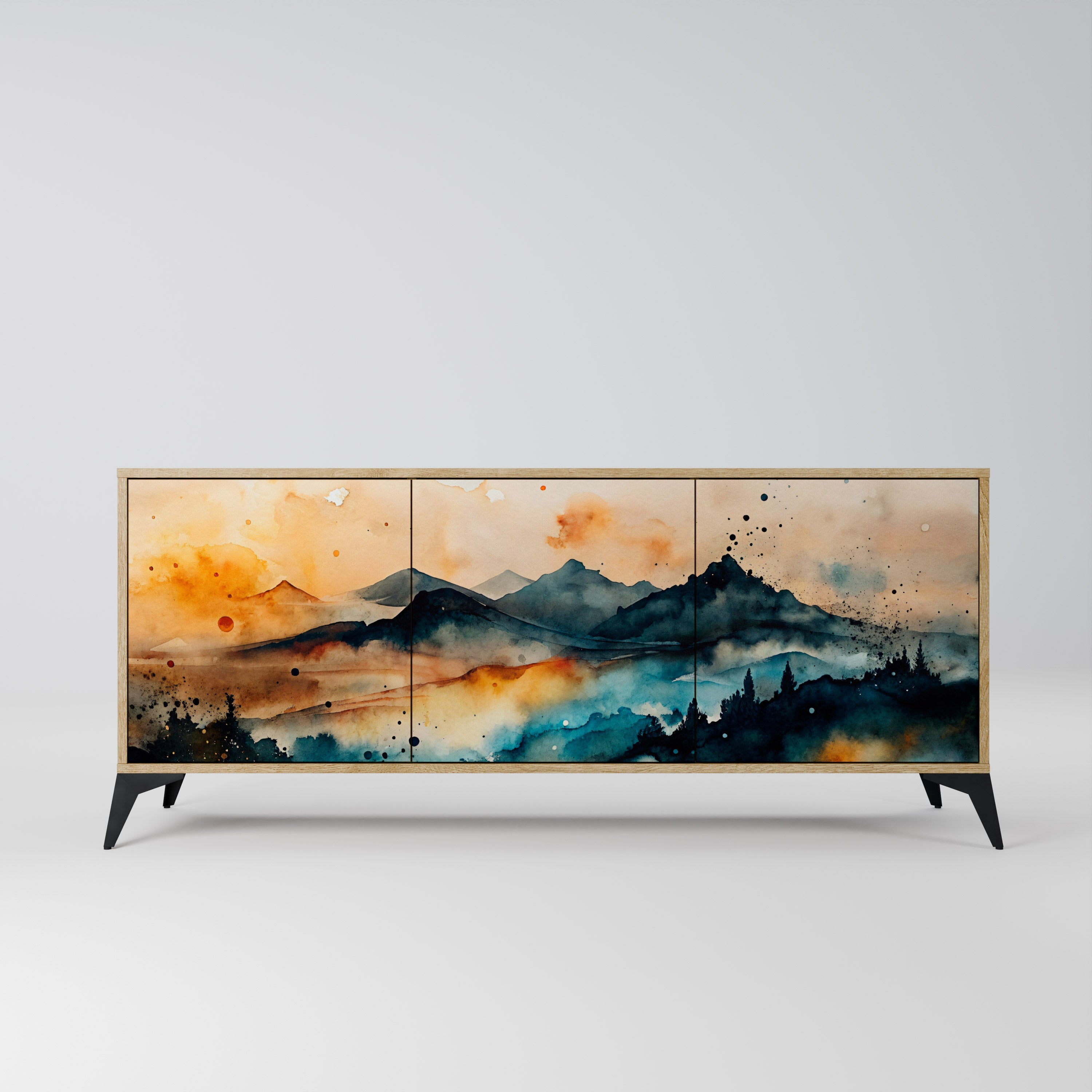 OMINOUS MOUNTAINS Sideboard mit 3 Türen in Eichenoptik